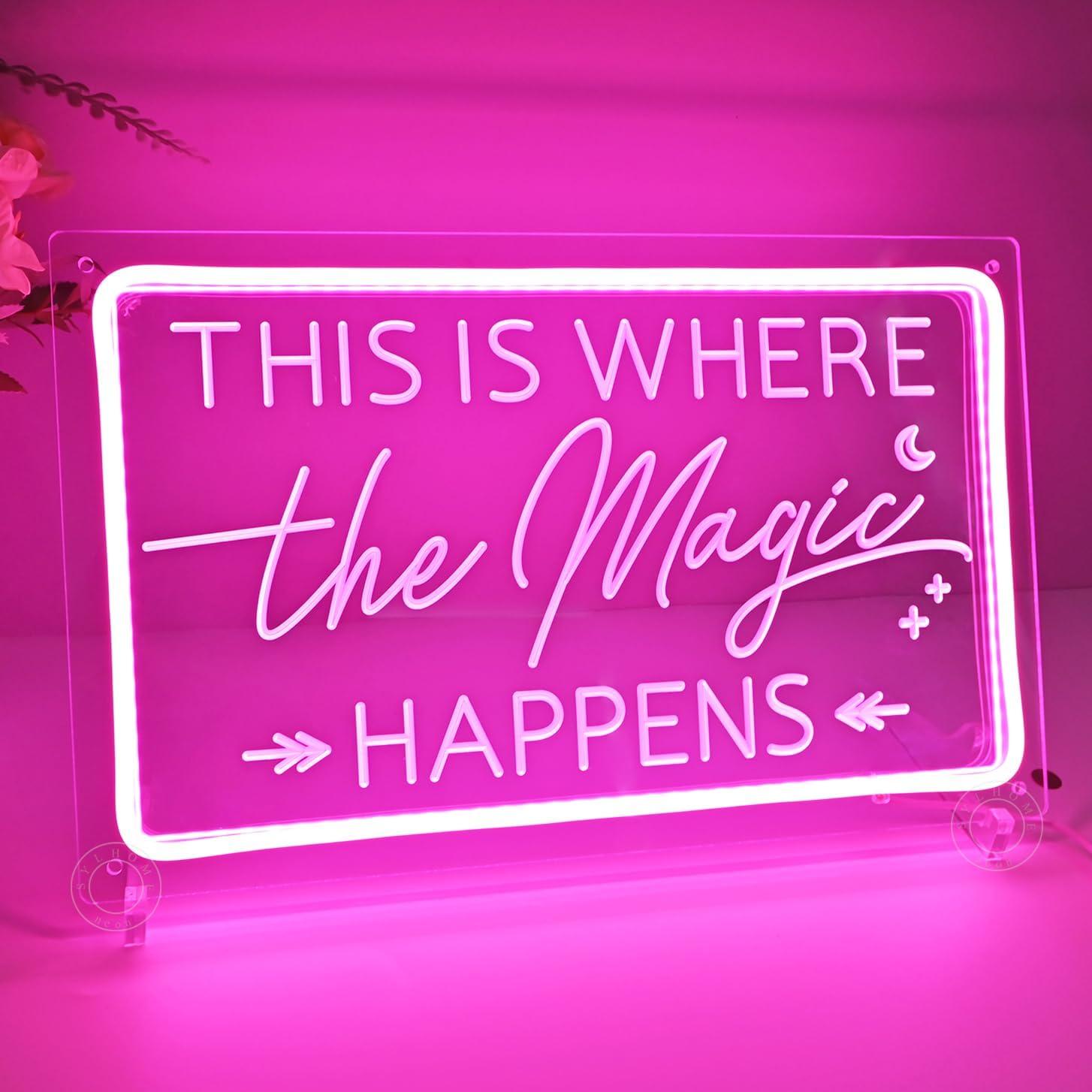 Letrero de Neón LED Rosa SYLHOME 40x25 cm con Regulador USB