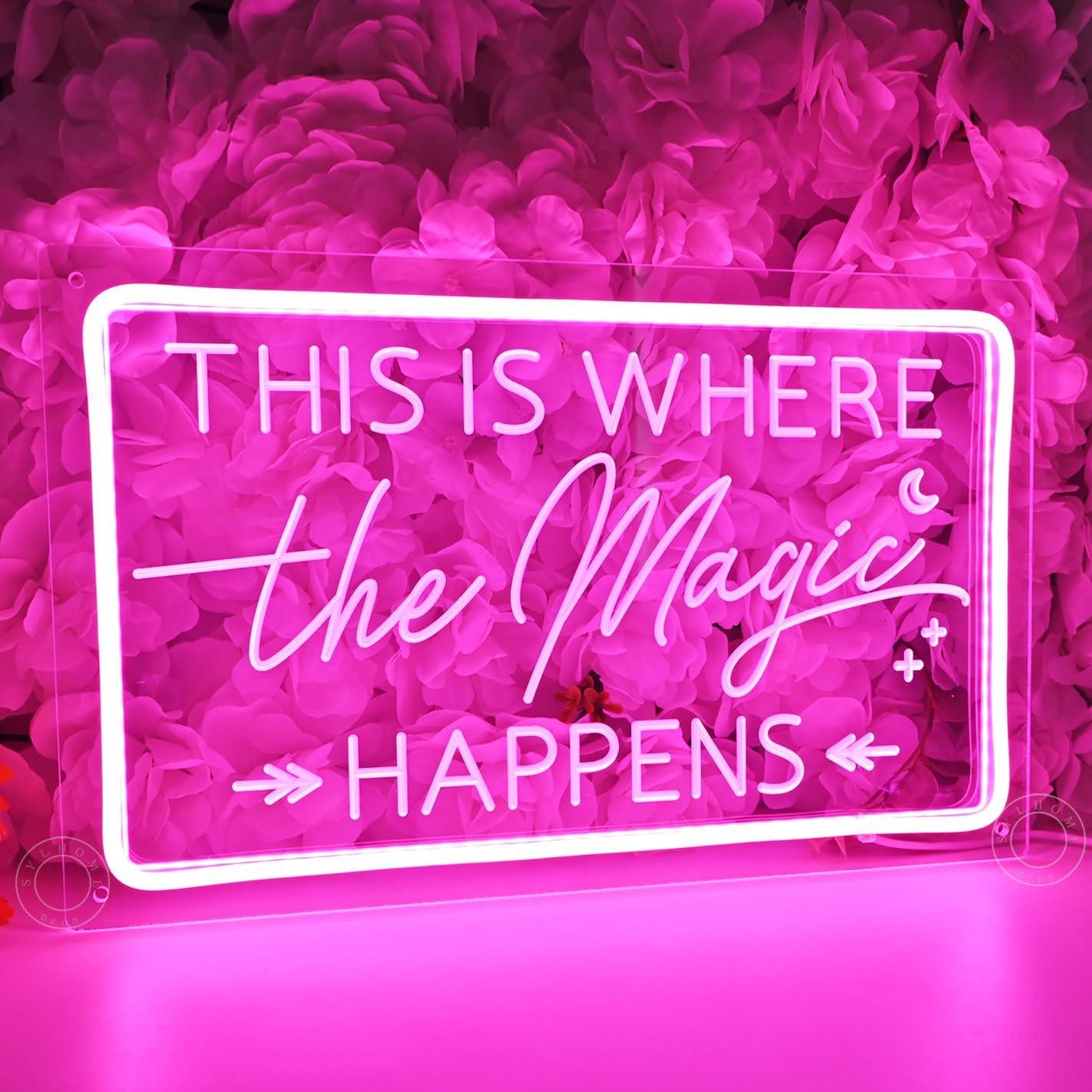 Letrero de Neón LED Rosa SYLHOME 40x25 cm con Regulador USB