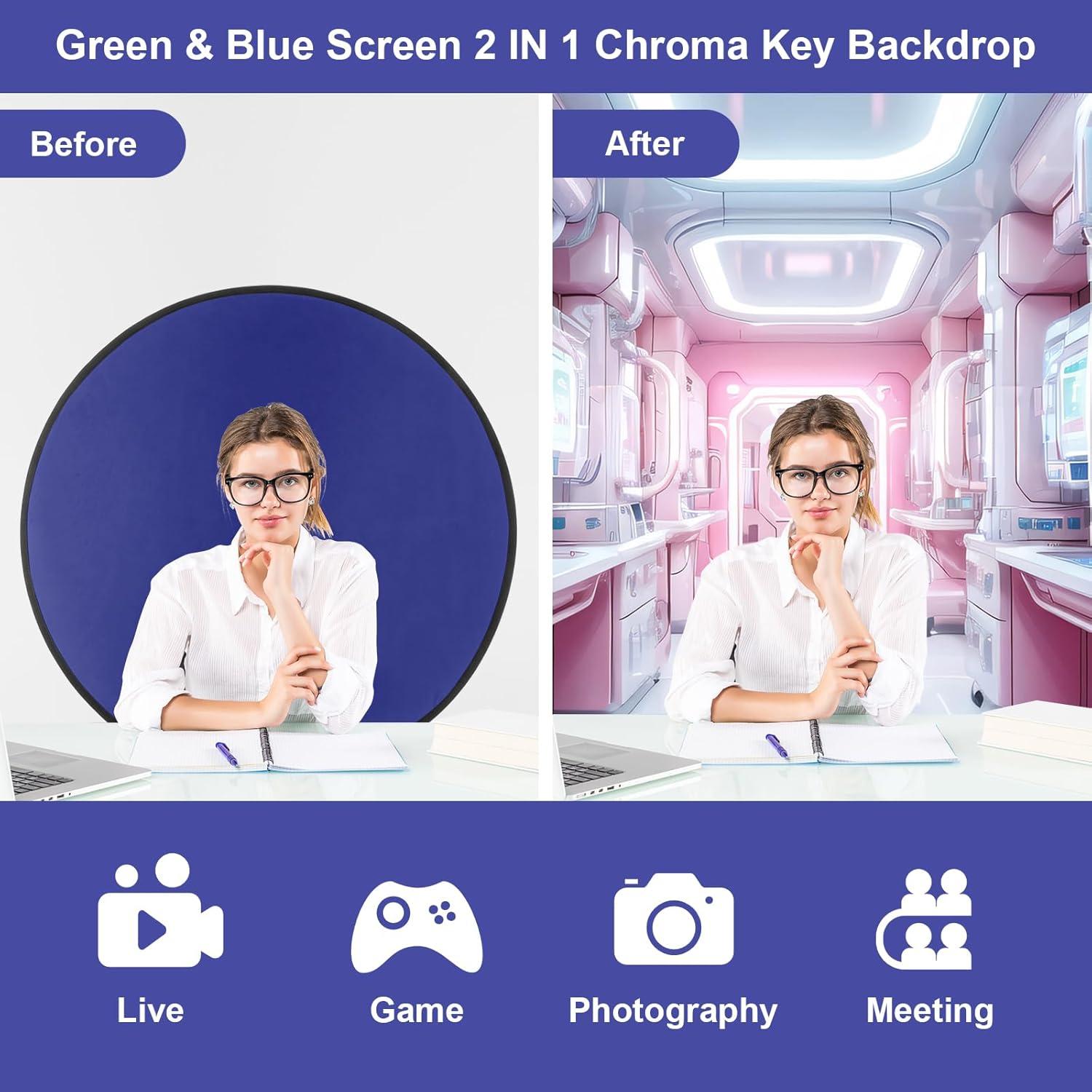 Fondo de Pantalla Chroma Key Cosmos 110 cm Azul Verde Plegable