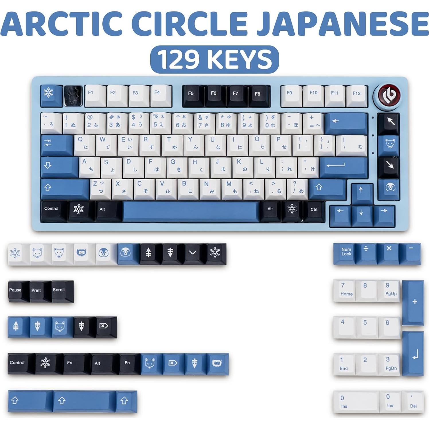 Juego de Teclas PBT 129 Teclas Azul Blanco GEKUCAP