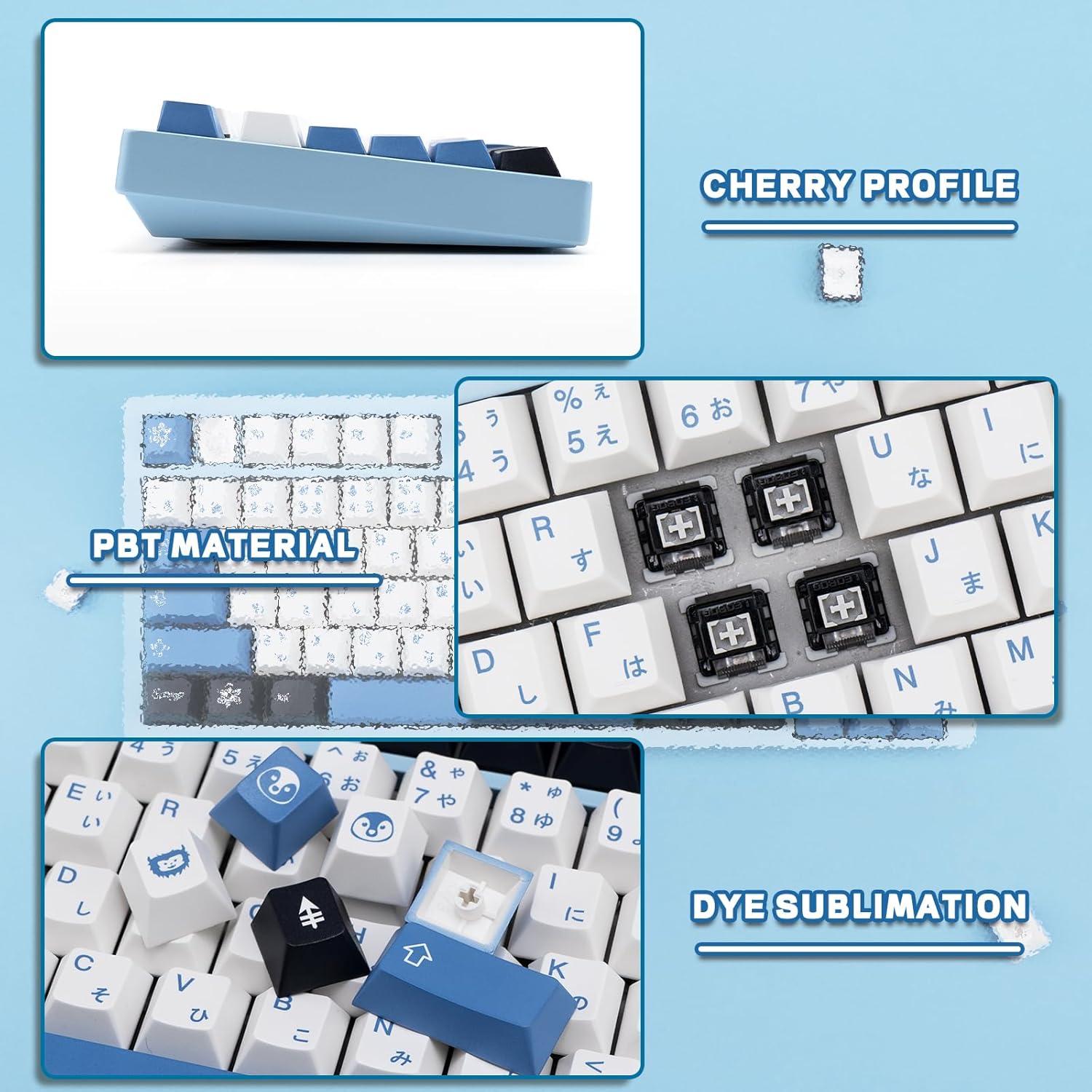 Juego de Teclas PBT 129 Teclas Azul Blanco GEKUCAP