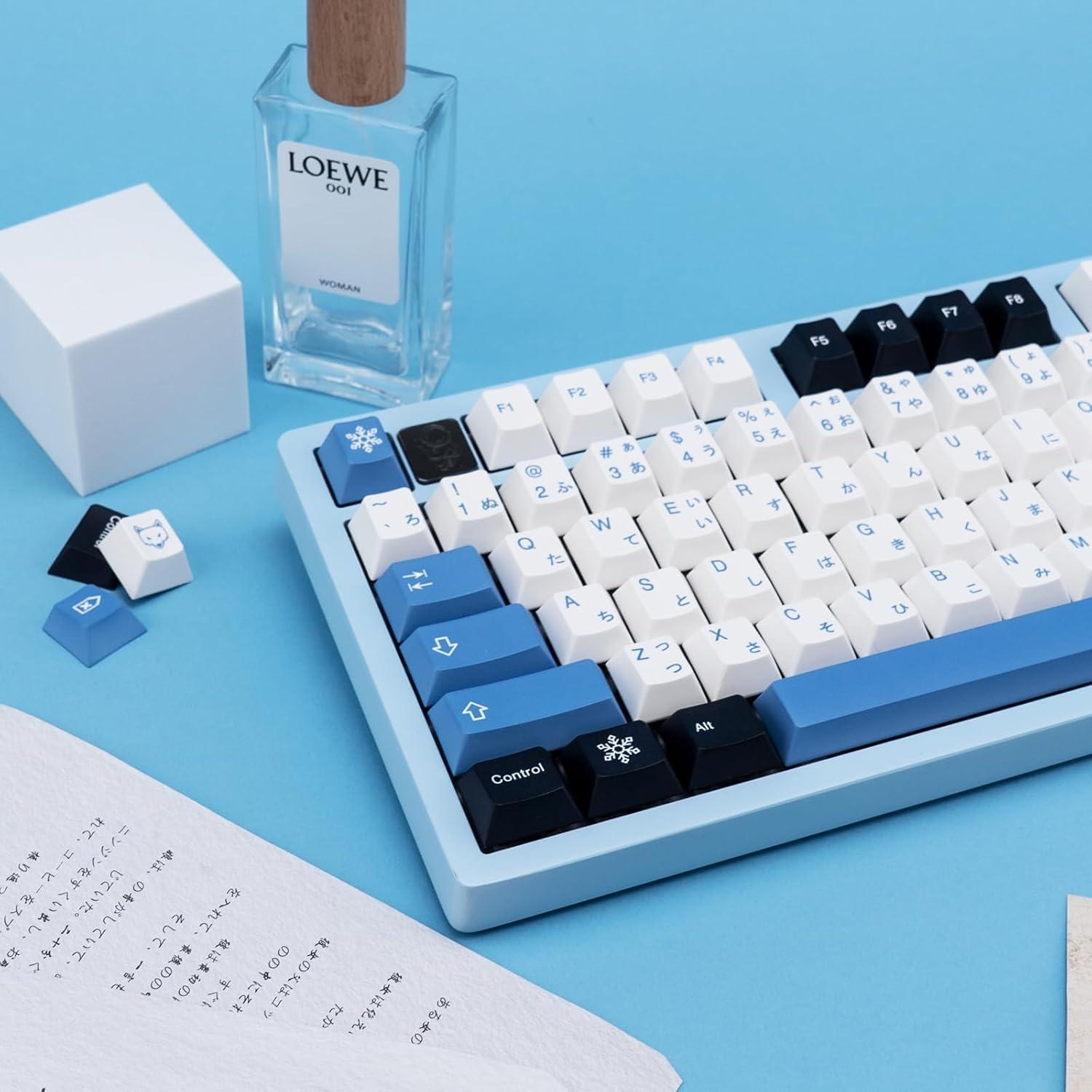 Juego de Teclas PBT 129 Teclas Azul Blanco GEKUCAP