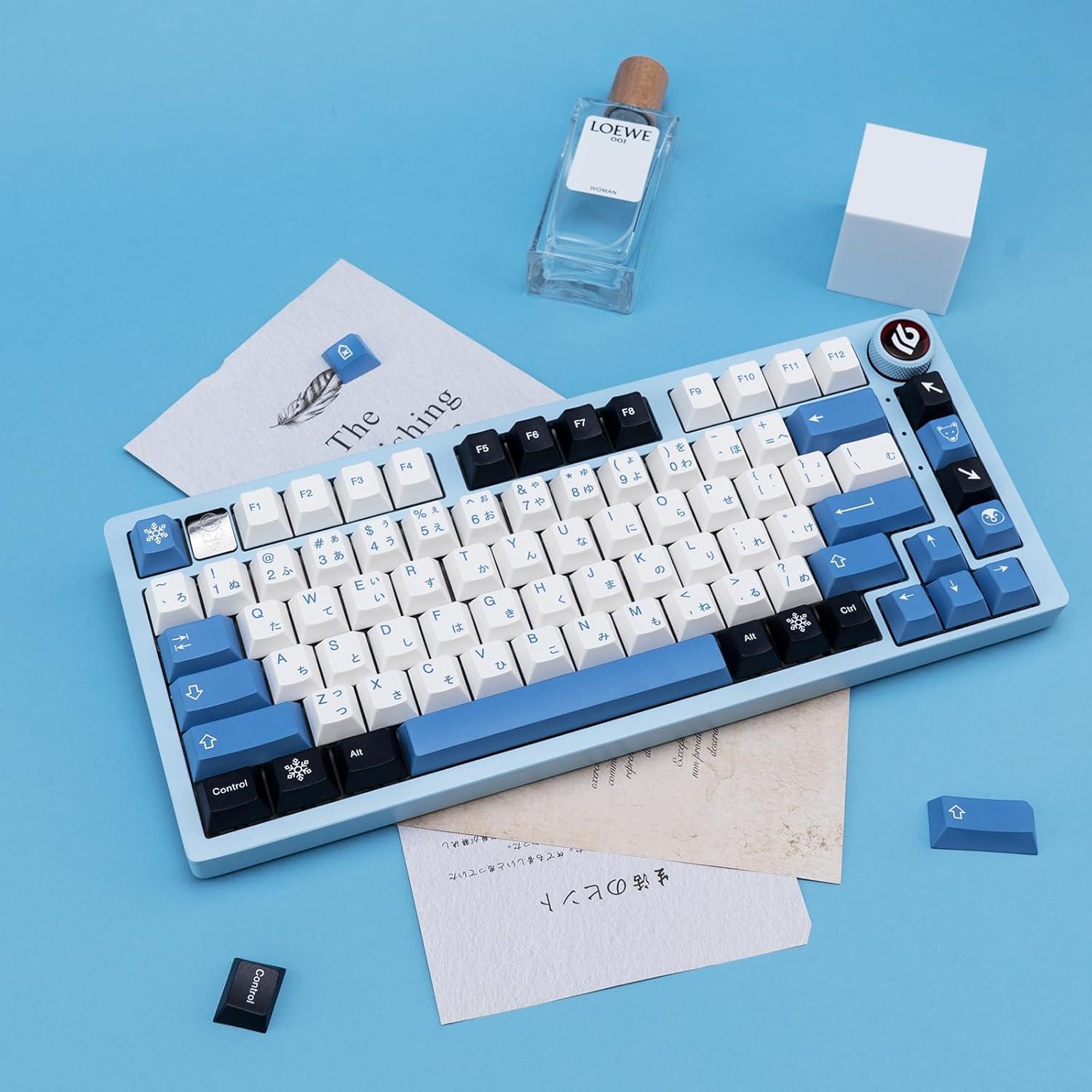 Juego de Teclas PBT 129 Teclas Azul Blanco GEKUCAP