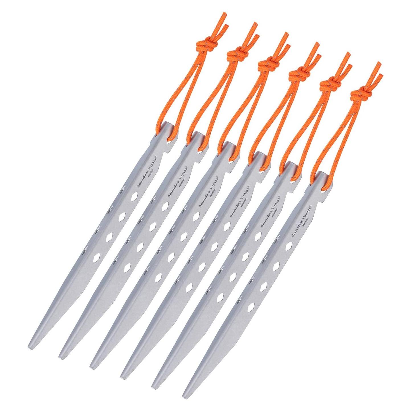 iBasingo 4/8 Pieces/lot Titanium Alloy Pegs Camping Tent Pegs Outdoor Stakes Camp Tent Nail Tent Hardware