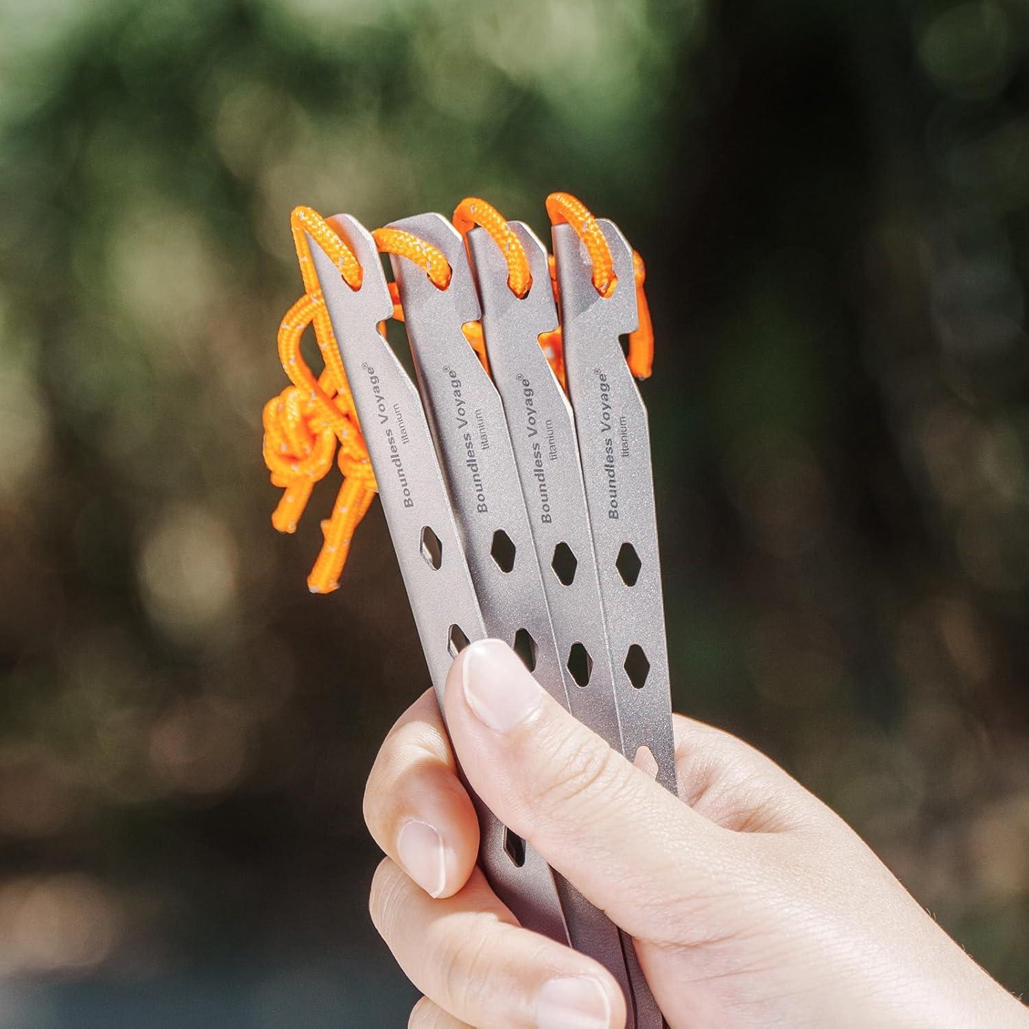 iBasingo 4/8 Pieces/lot Titanium Alloy Pegs Camping Tent Pegs Outdoor Stakes Camp Tent Nail Tent Hardware