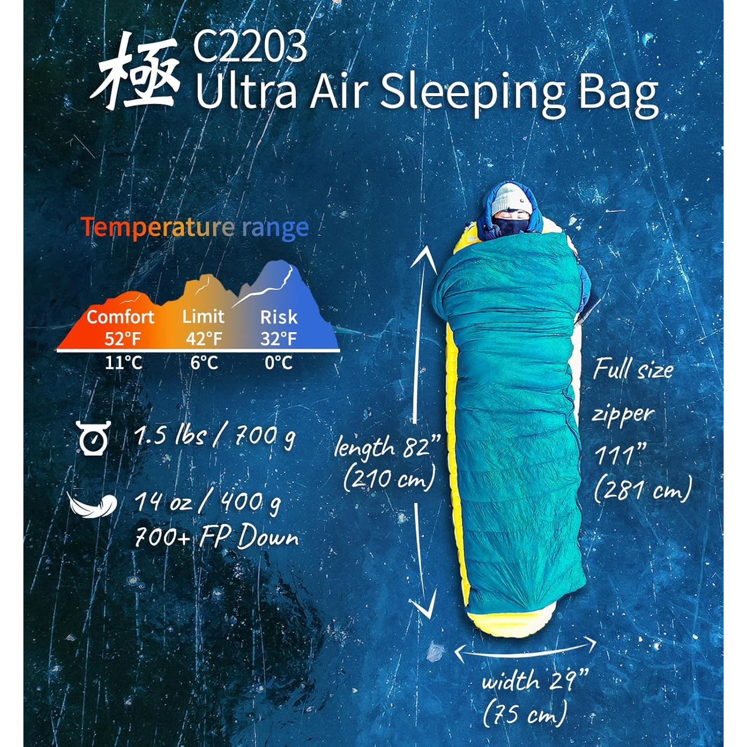 Saco de Dormir Litume C2203 de Plumas 3 Temporadas 396g