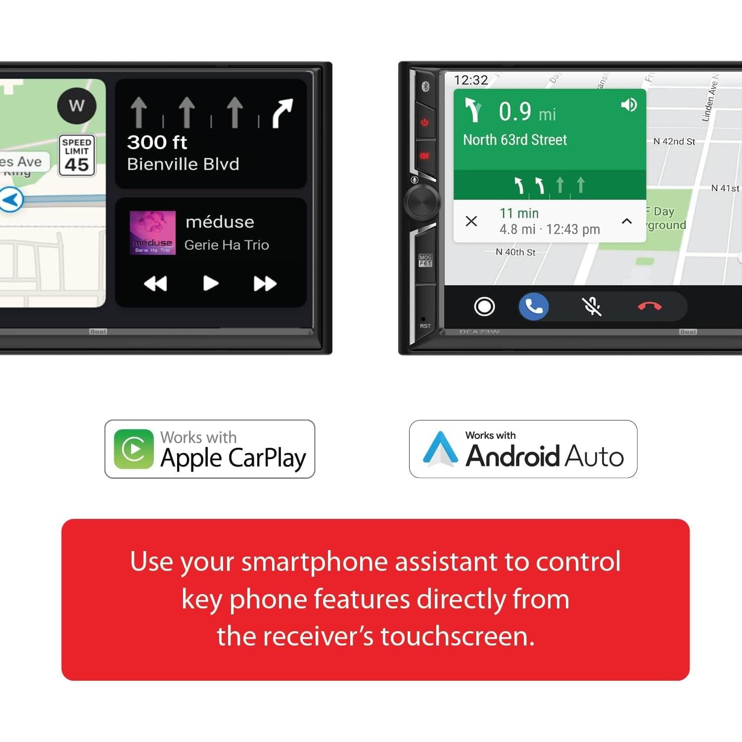 Estéreo Doble DIN Dual Electronics 7" Bluetooth CarPlay