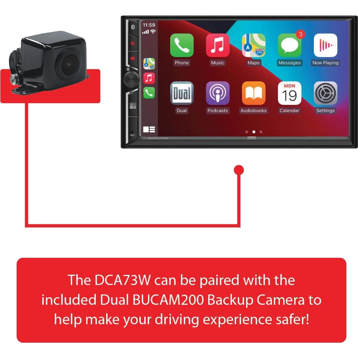 Estéreo Doble DIN Dual Electronics 7" Bluetooth CarPlay