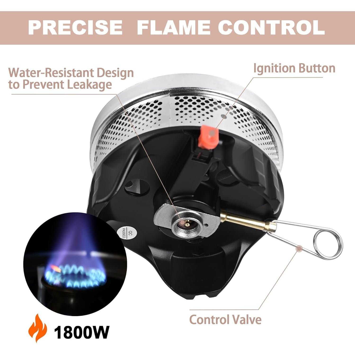 Estufa de Camping Hotdevil HD-SS-5120-2 con Olla 0.75L y Soporte