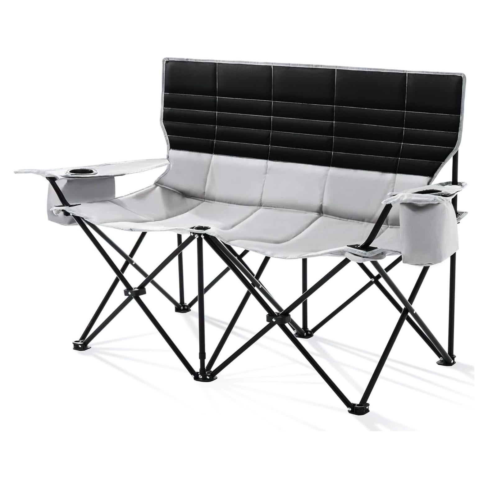 Silla de Camping Doble Plegable Rotinyard Gris 250 kg