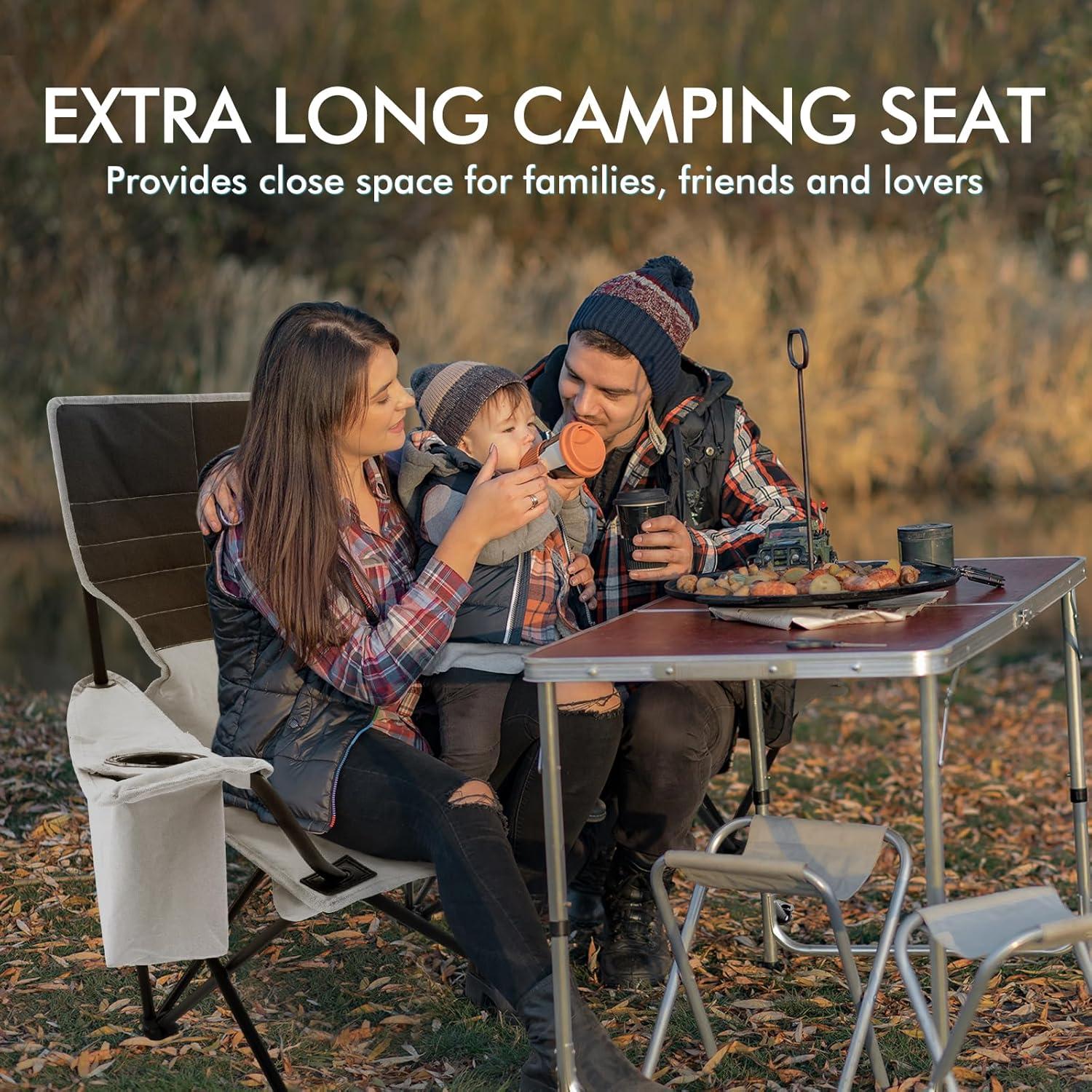 Silla de Camping Doble Plegable Rotinyard Gris 250 kg