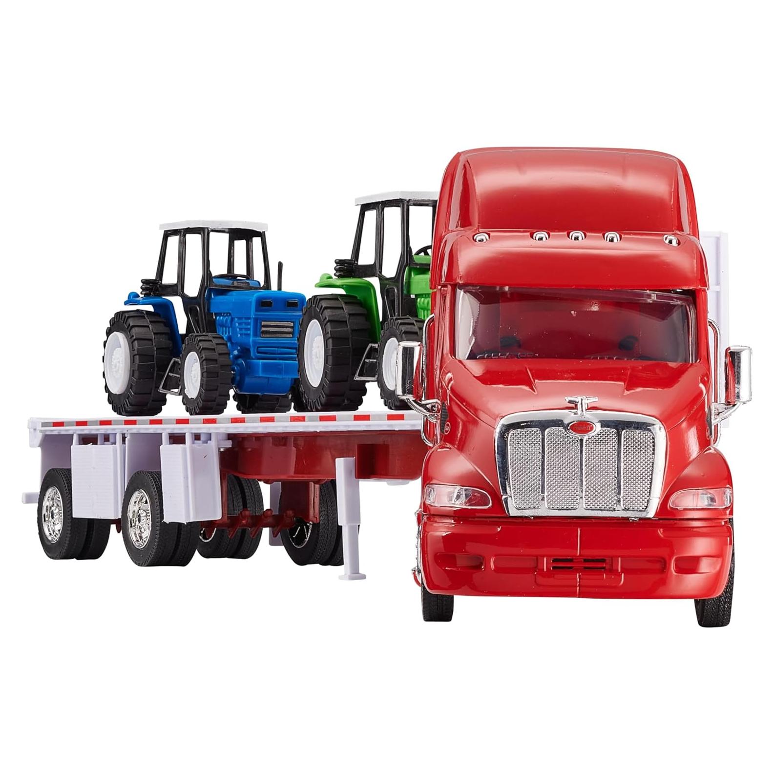 Camión de Juguete Peterbilt 387 con 2 Tractores Escala 1:32