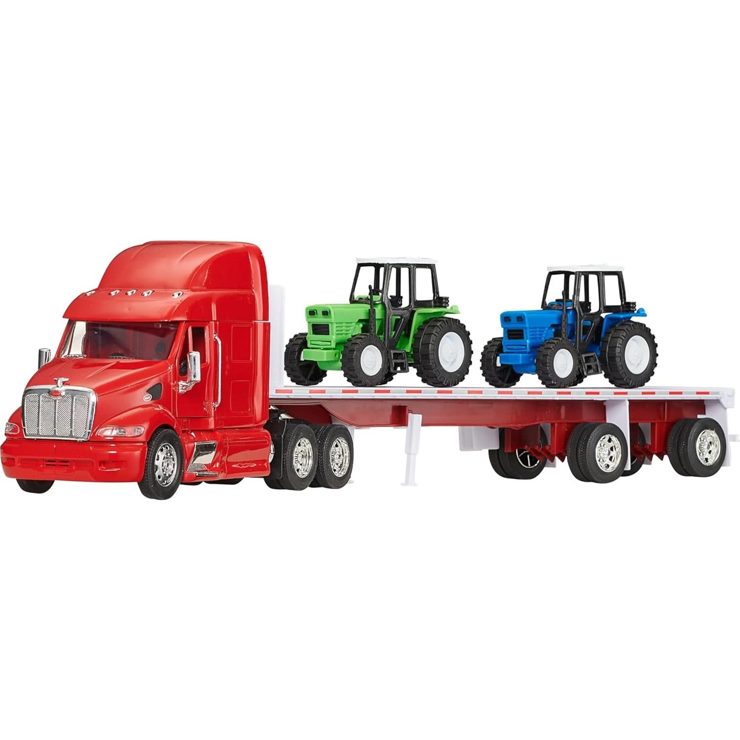 Camión de Juguete Peterbilt 387 con 2 Tractores Escala 1:32