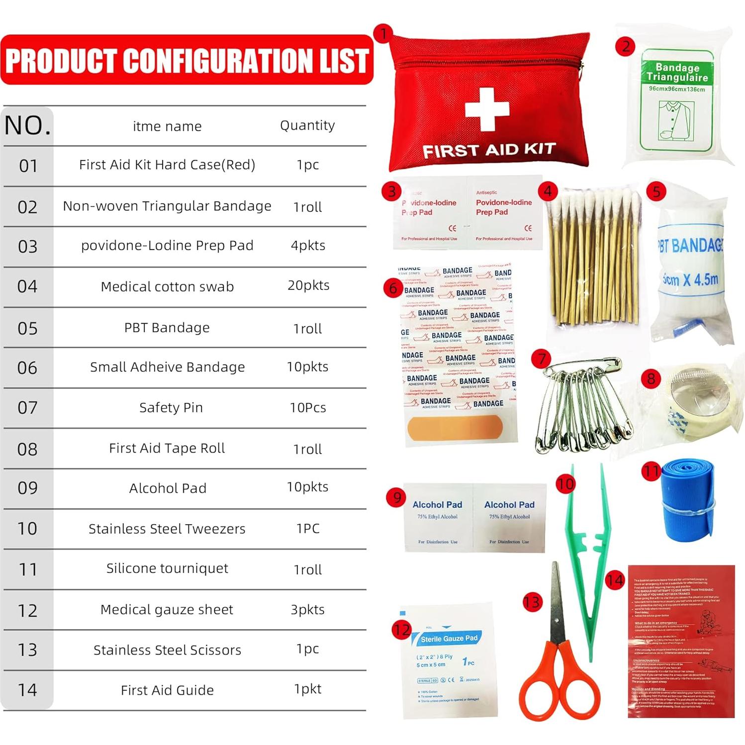 Kit de Primeros Auxilios QILUCKY 94 Piezas Compacto y Ligero