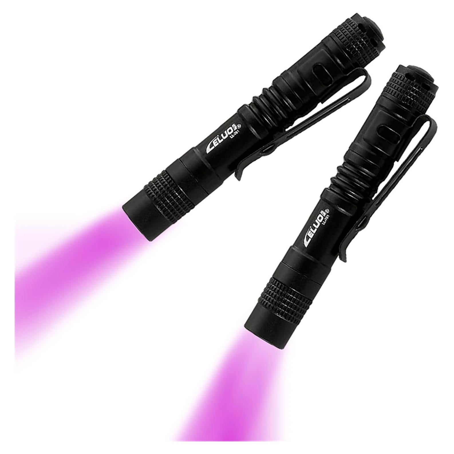 Paquete de 2 Linternas UV LELUOHQ 150 Lúmenes Impermeables