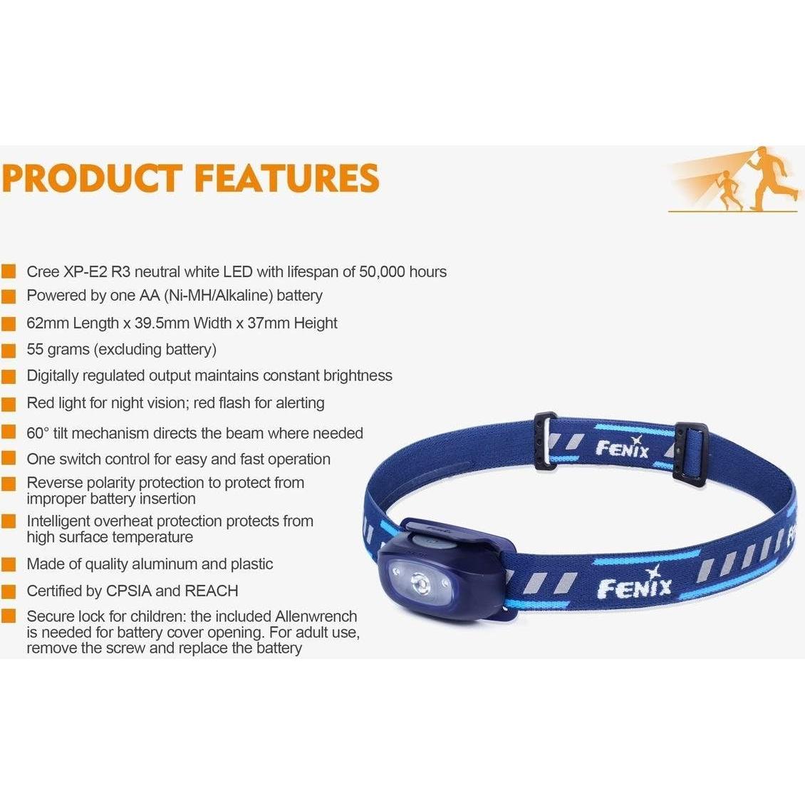 Linterna Frontal LED EdisonBright HL16 70 Lúmenes Niños Púrpura