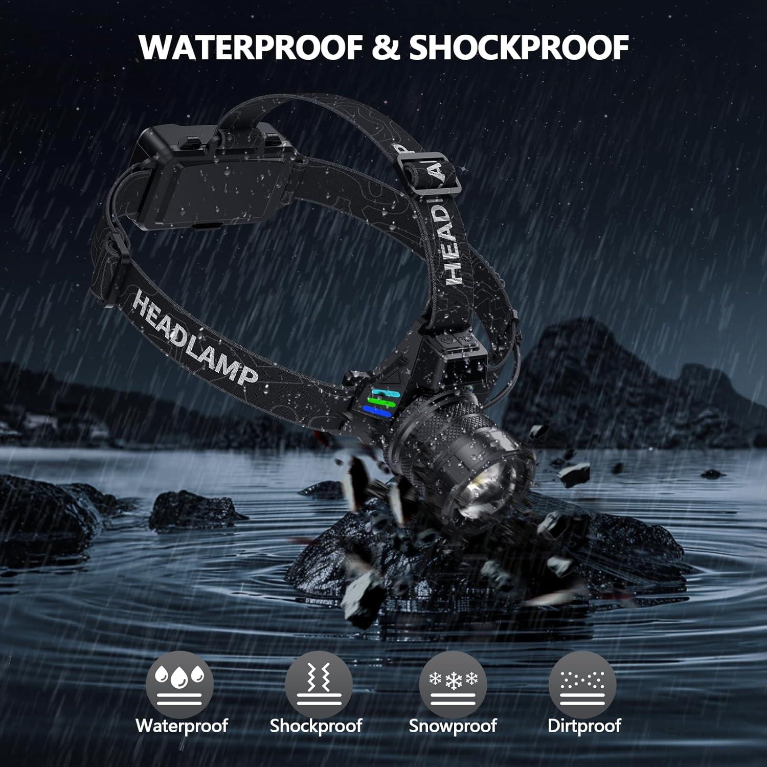 Linterna Frontal Recargable WWOAA MX-S90 3000 Lúmenes LED