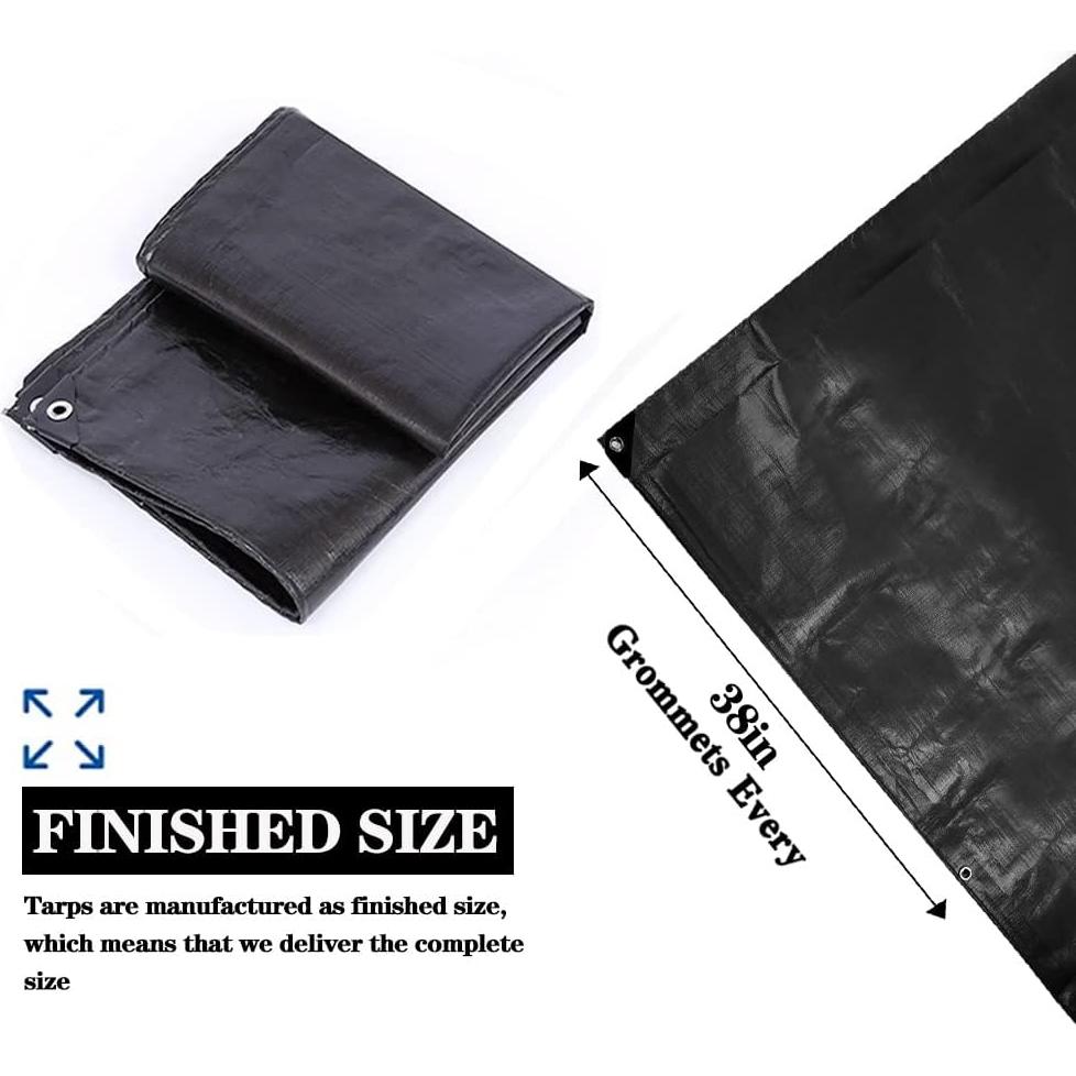 Lona Impermeable TEZONG 5x5ft 12Mil 2pack Negra Resistente