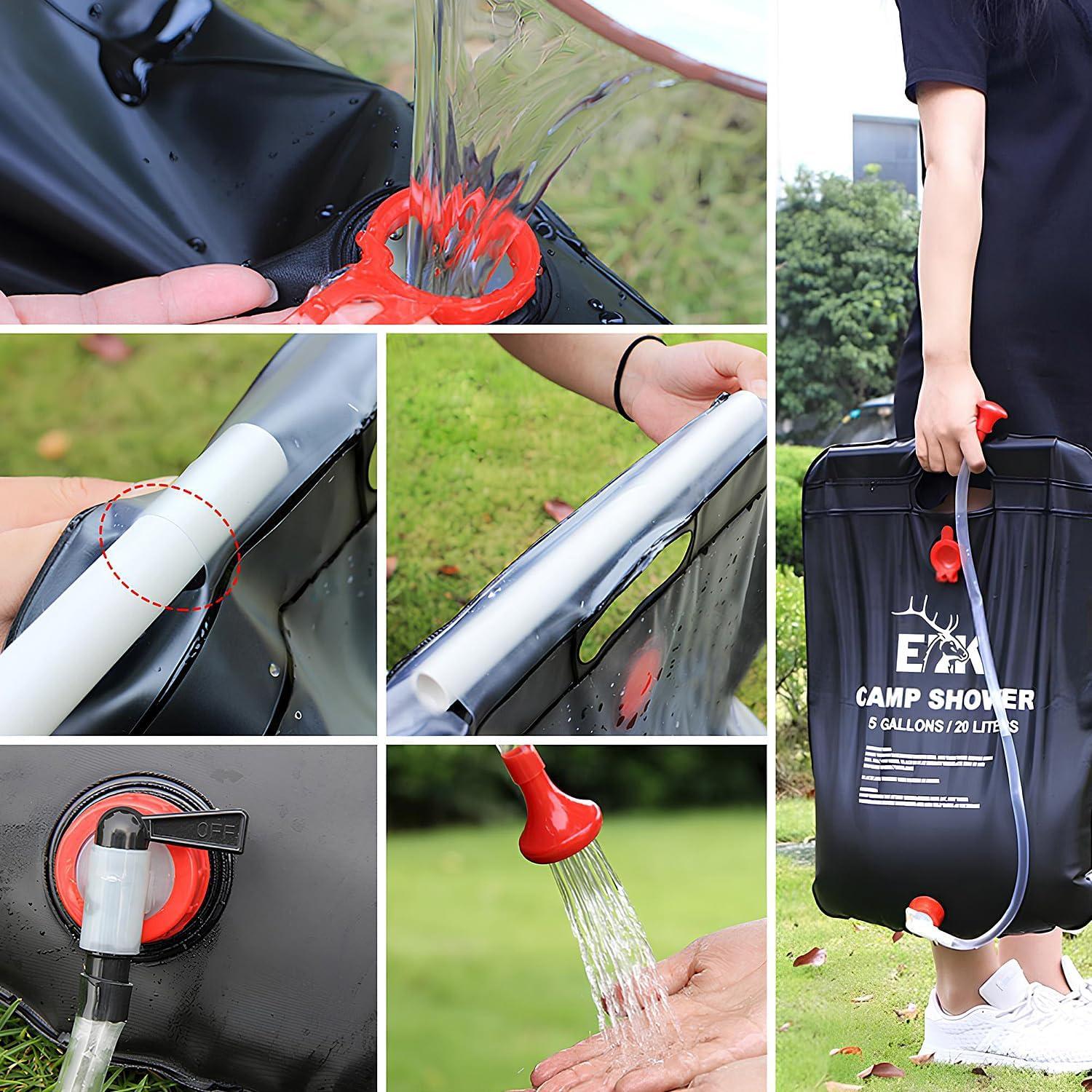 Bolsa de Ducha Portátil Solar Calentada ELK 19L para Camping