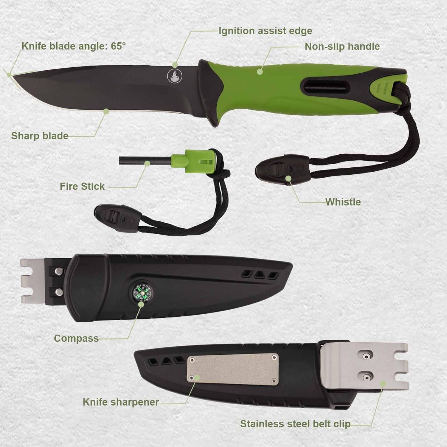 Cuchillo de Caza Fijo CHI SHANG con Funda y Accesorios