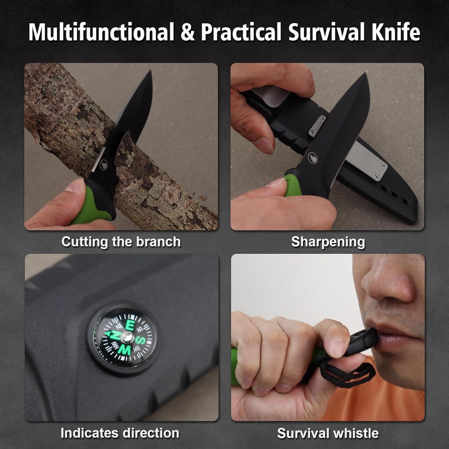 Cuchillo de Caza Fijo CHI SHANG con Funda y Accesorios