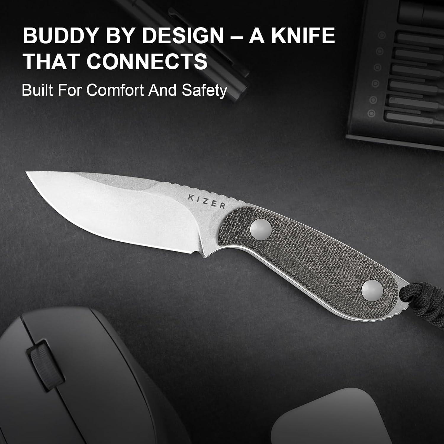 Cuchillo de Hoja Fija Kizer BUDDY 7.62 cm Acero 14C28N EDC