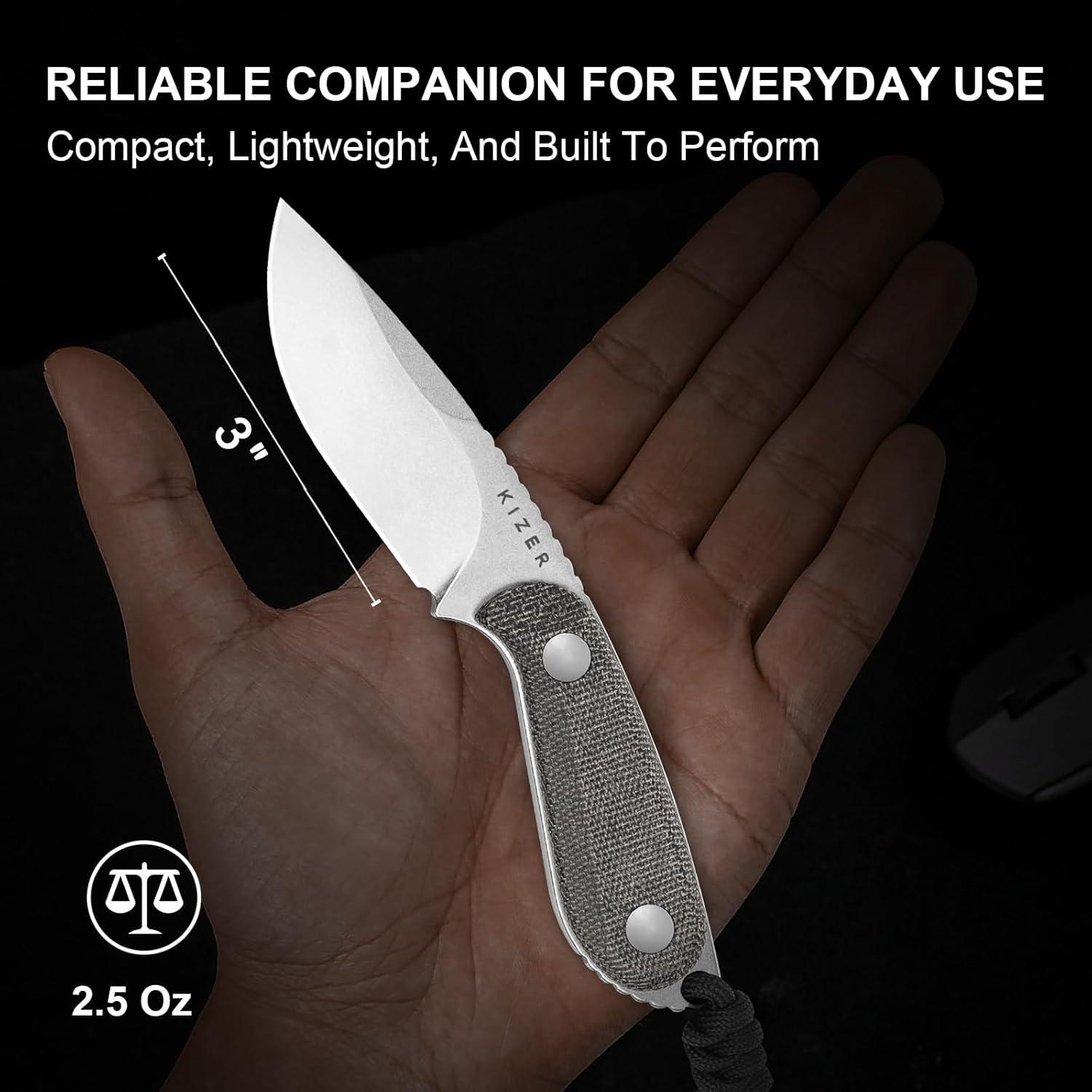 Cuchillo de Hoja Fija Kizer BUDDY 7.62 cm Acero 14C28N EDC