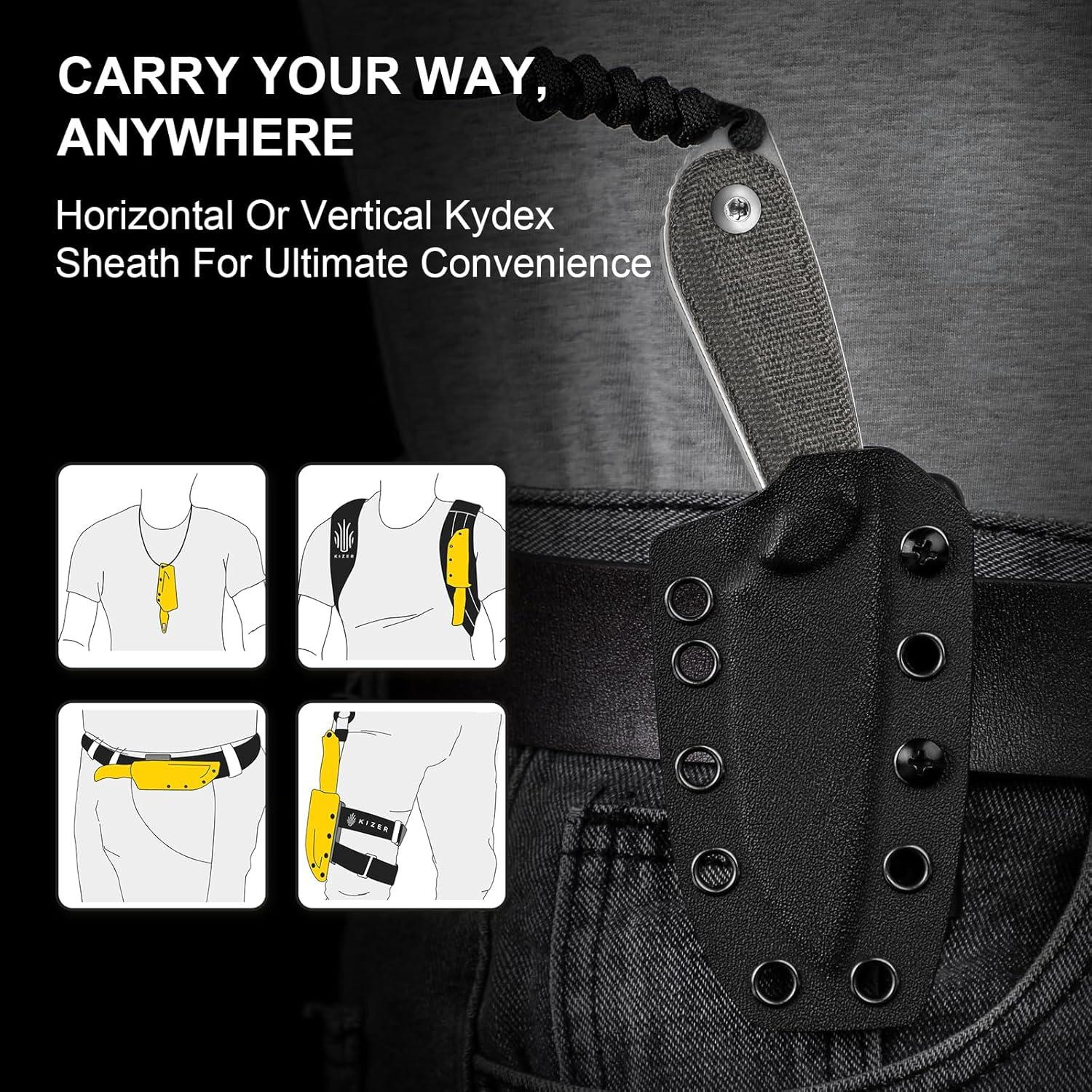 Cuchillo de Hoja Fija Kizer BUDDY 7.62 cm Acero 14C28N EDC