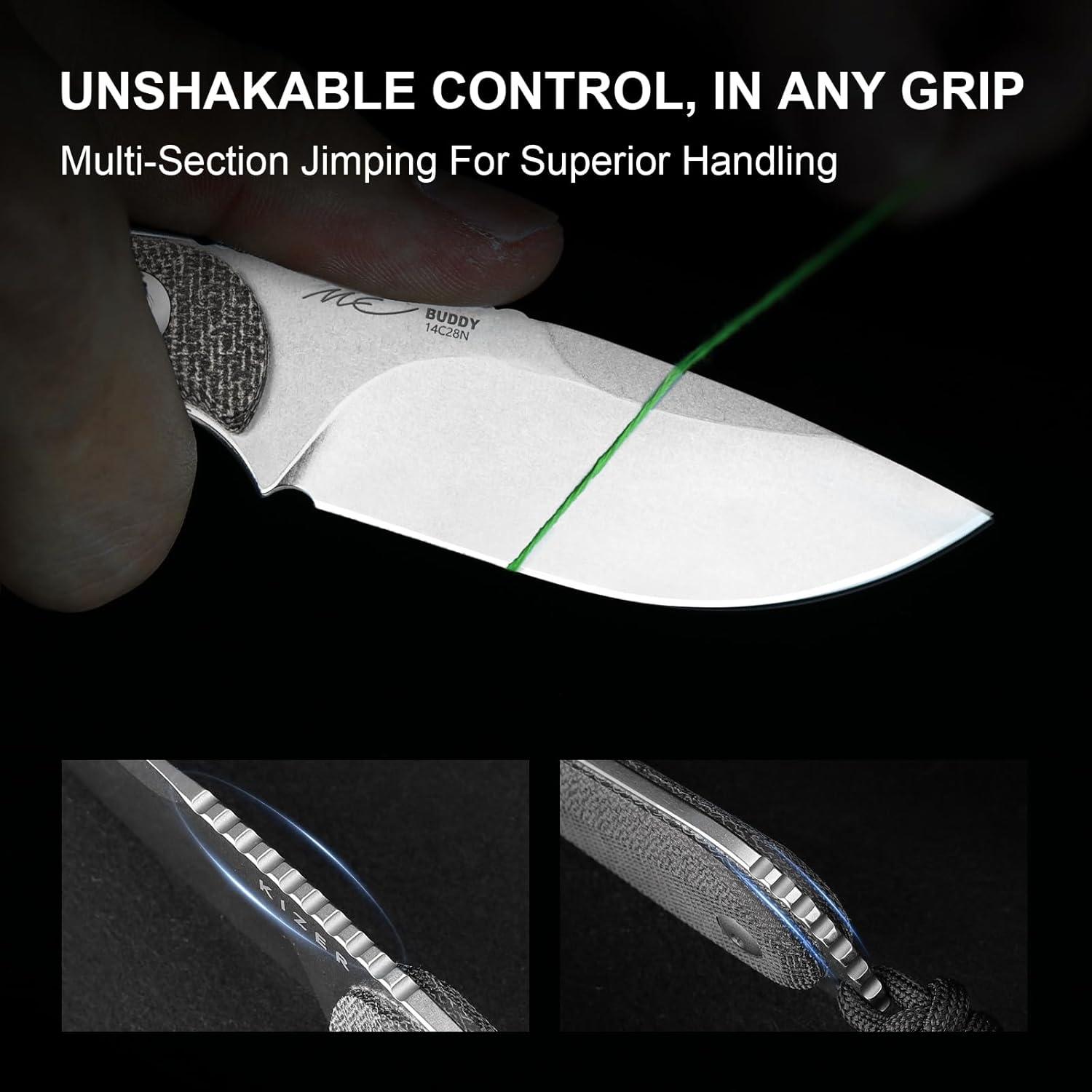 Cuchillo de Hoja Fija Kizer BUDDY 7.62 cm Acero 14C28N EDC