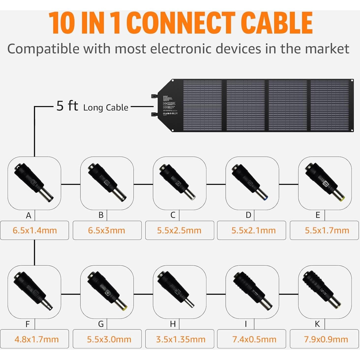 Panel Solar Plegable 100W SinKeu USB C y DC para Camping