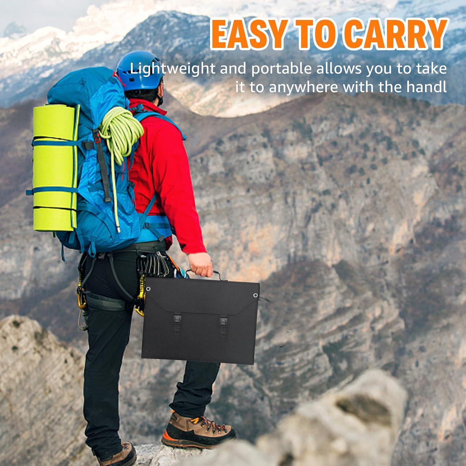 Panel Solar Plegable 100W SinKeu USB C y DC para Camping