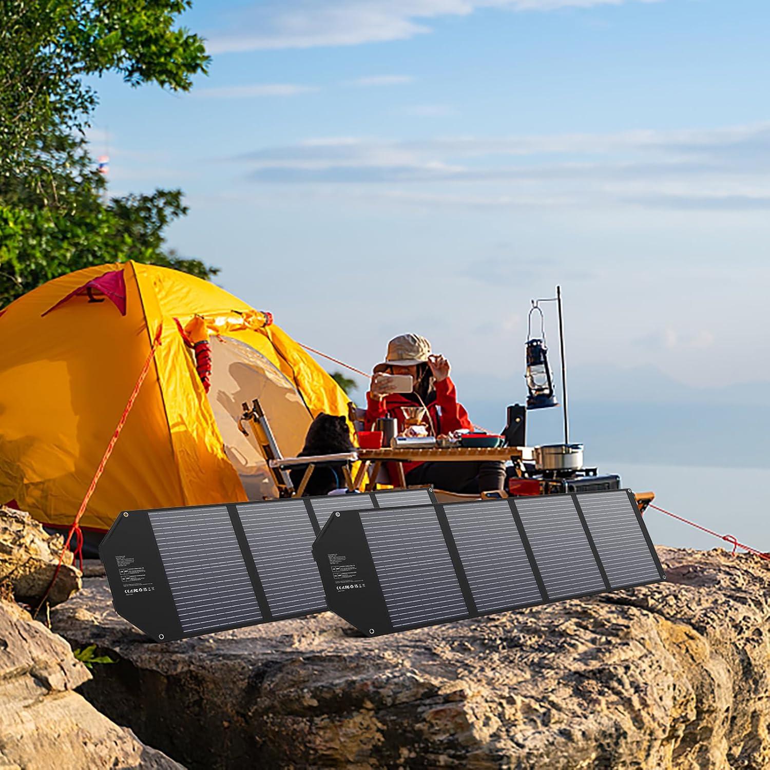 Panel Solar Plegable 100W SinKeu USB C y DC para Camping