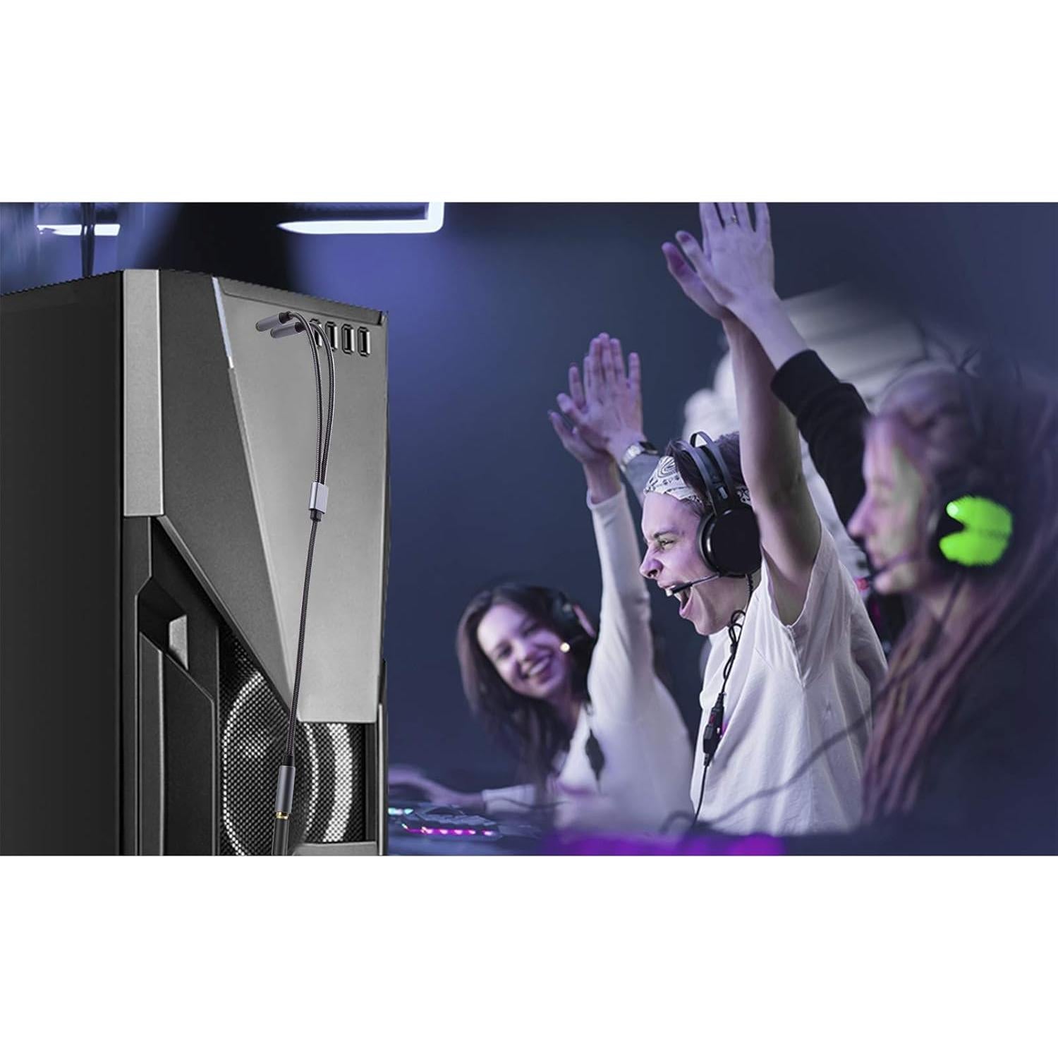 Cable divisor Y 3.5mm TRRS a dos TRS HyperX y más 30cm