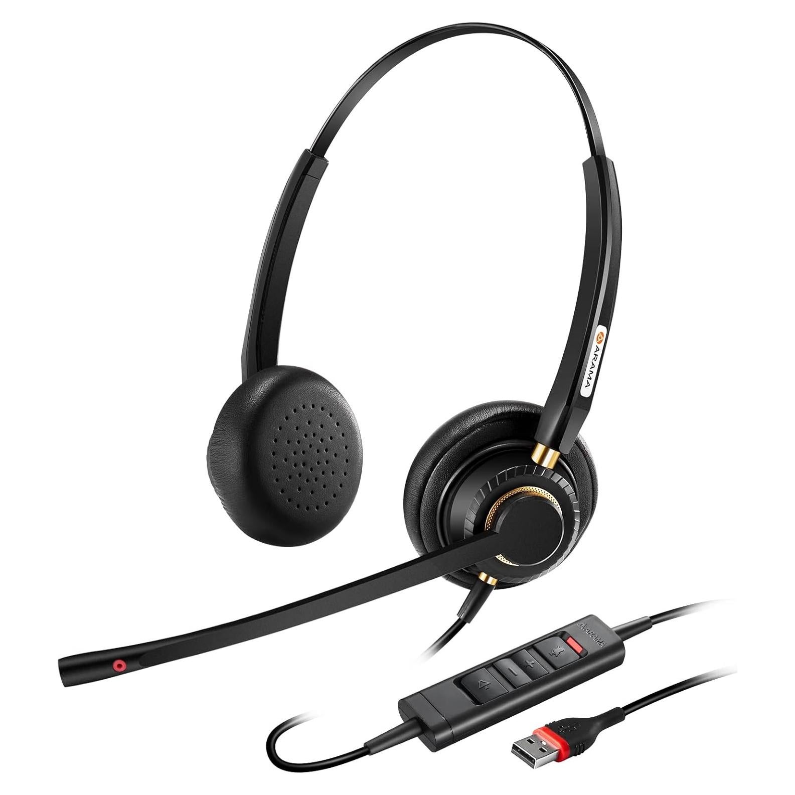 Auriculares USB Arama A802USB con micrófono y cancelación de ruido