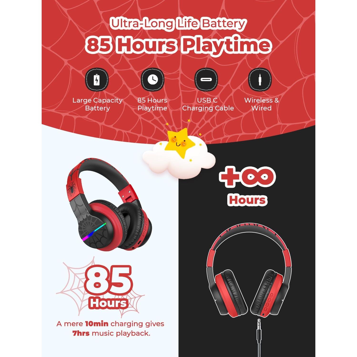 Auriculares Bluetooth iClever BTH12 para Niños, 85H, Volumen Seguro