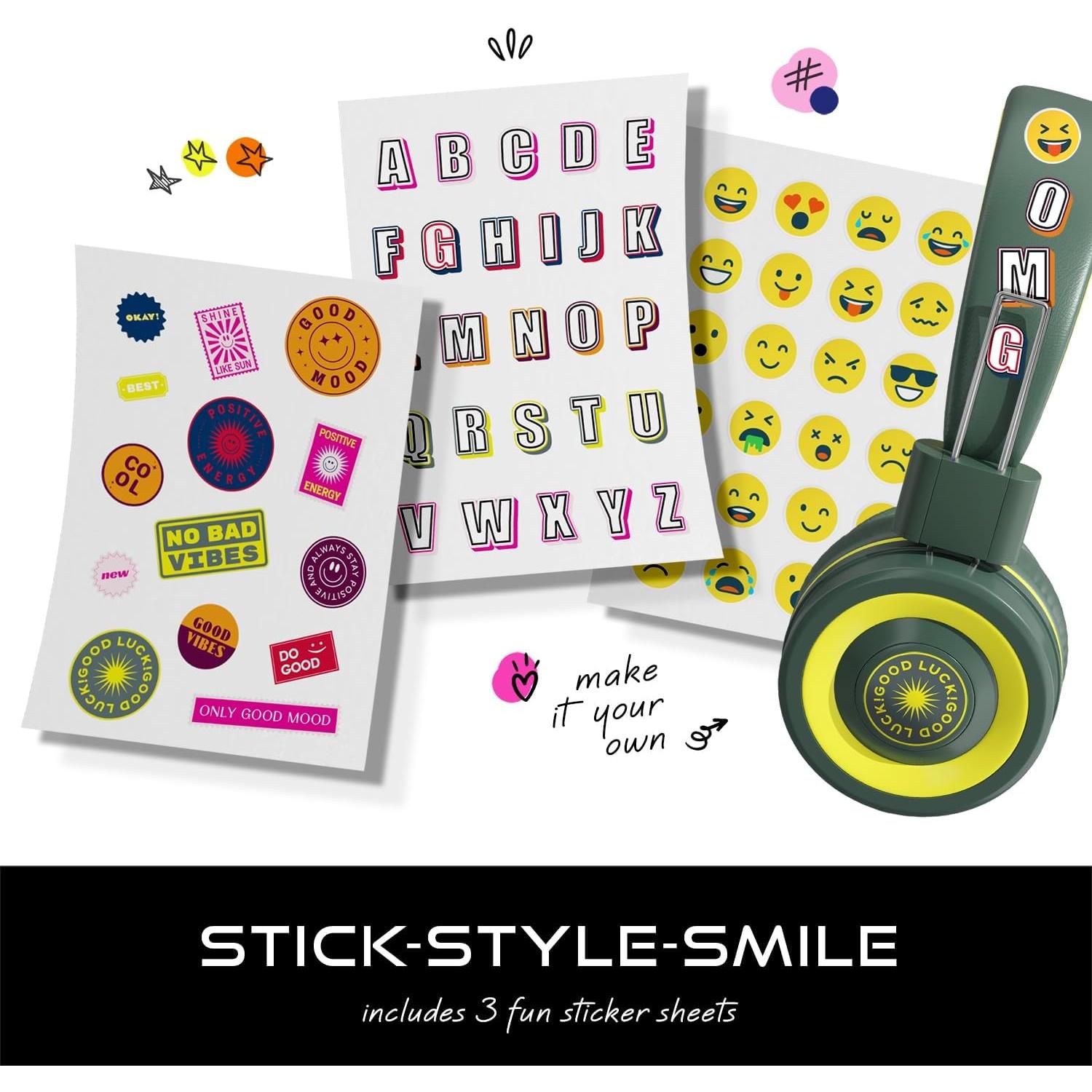 MYZI Kids Headphones with Cord, Foldable Over Ear Headphones for Kids with Microphone, Tangle-Free Wired 85dB Safe Volume Toddler Headphones for iPad, School, and Airplane – Green