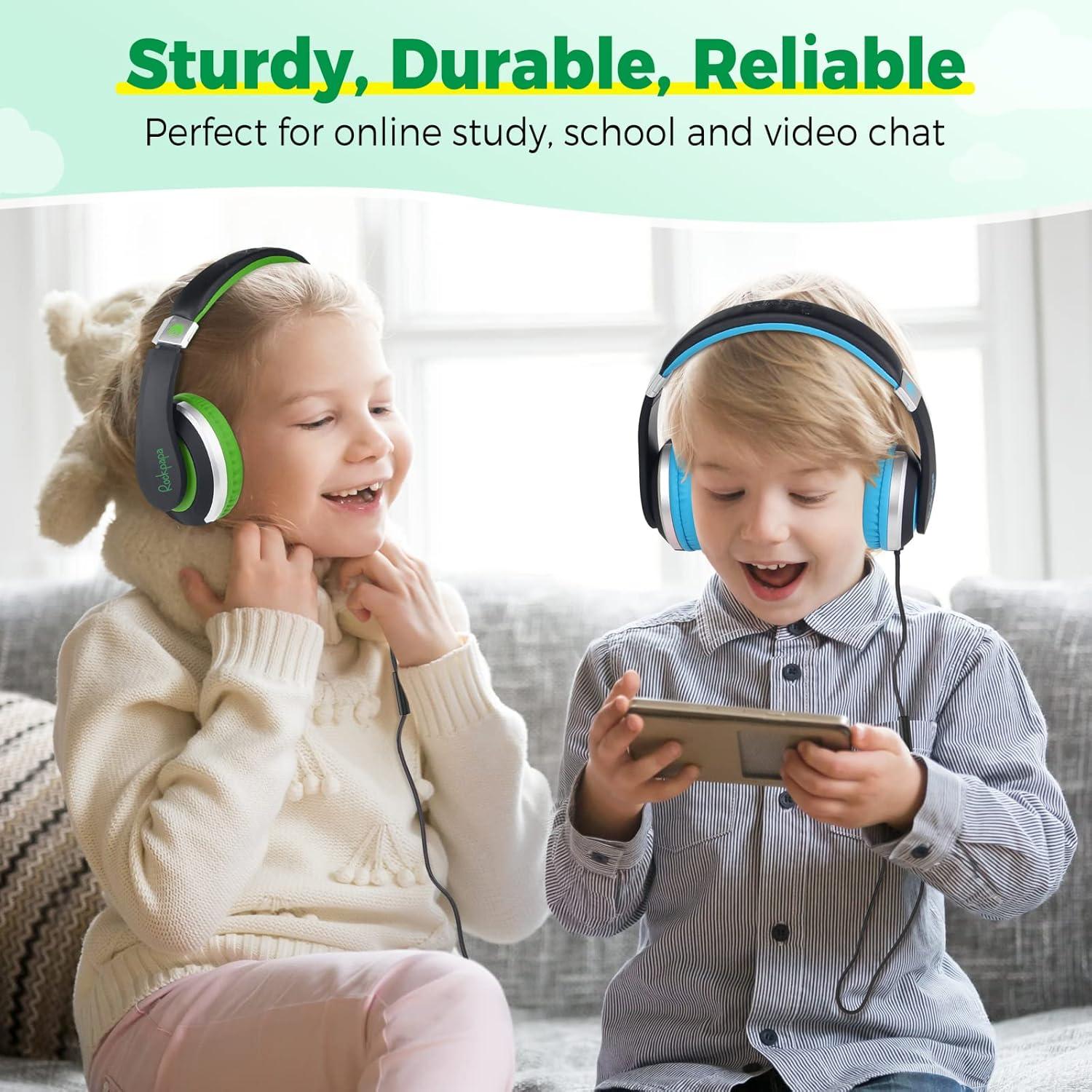 Auriculares Rockpapa HS20 con Cable para Niños Verde 3.5mm