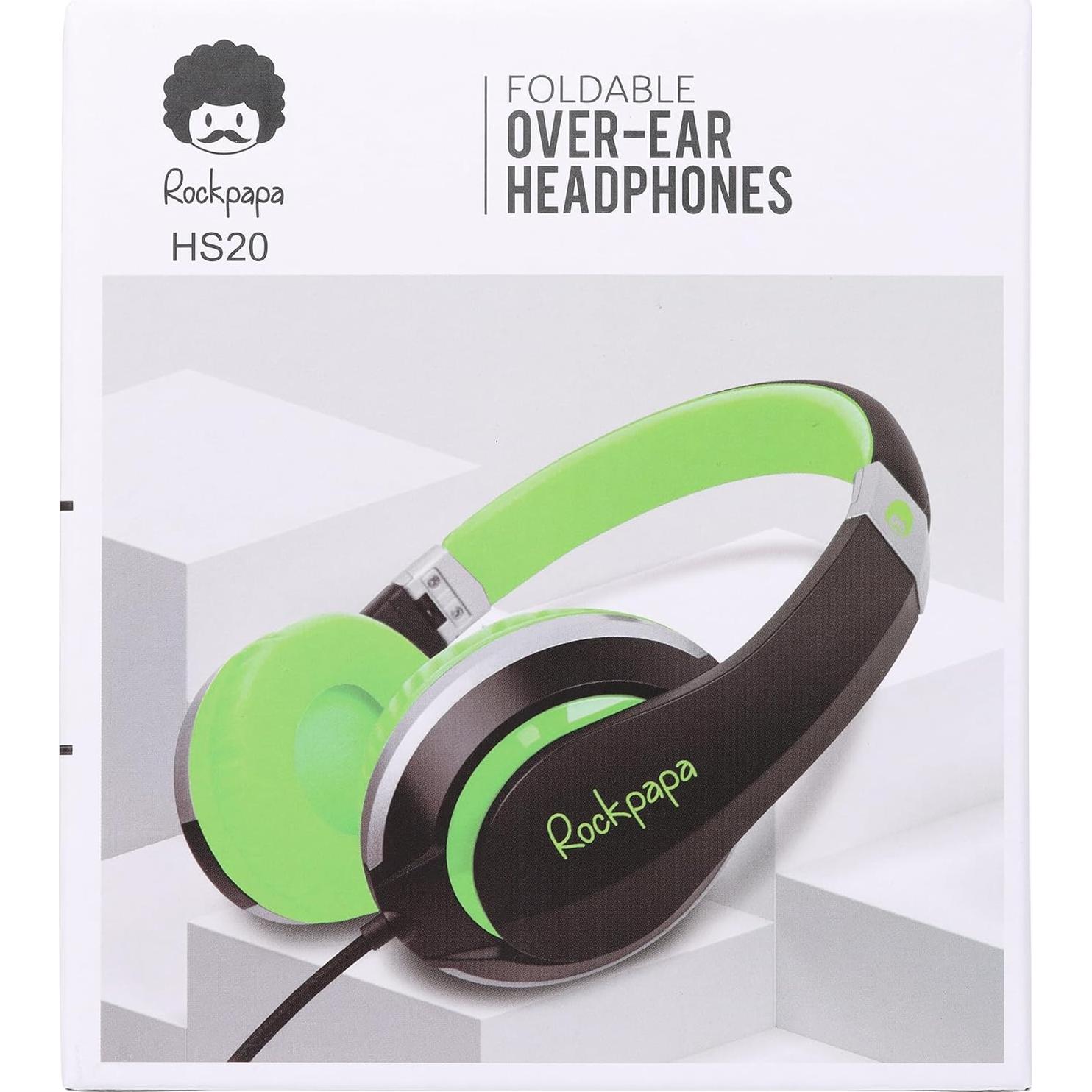Auriculares Rockpapa HS20 con Cable para Niños Verde 3.5mm