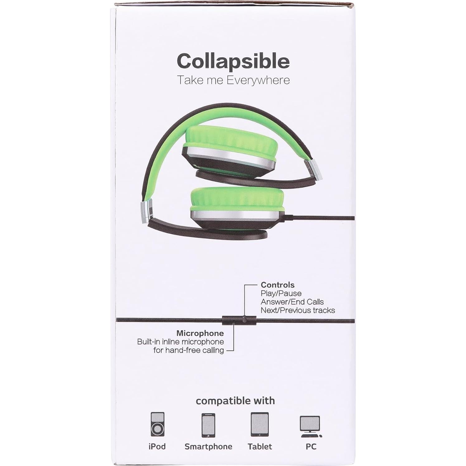 Auriculares Rockpapa HS20 con Cable para Niños Verde 3.5mm