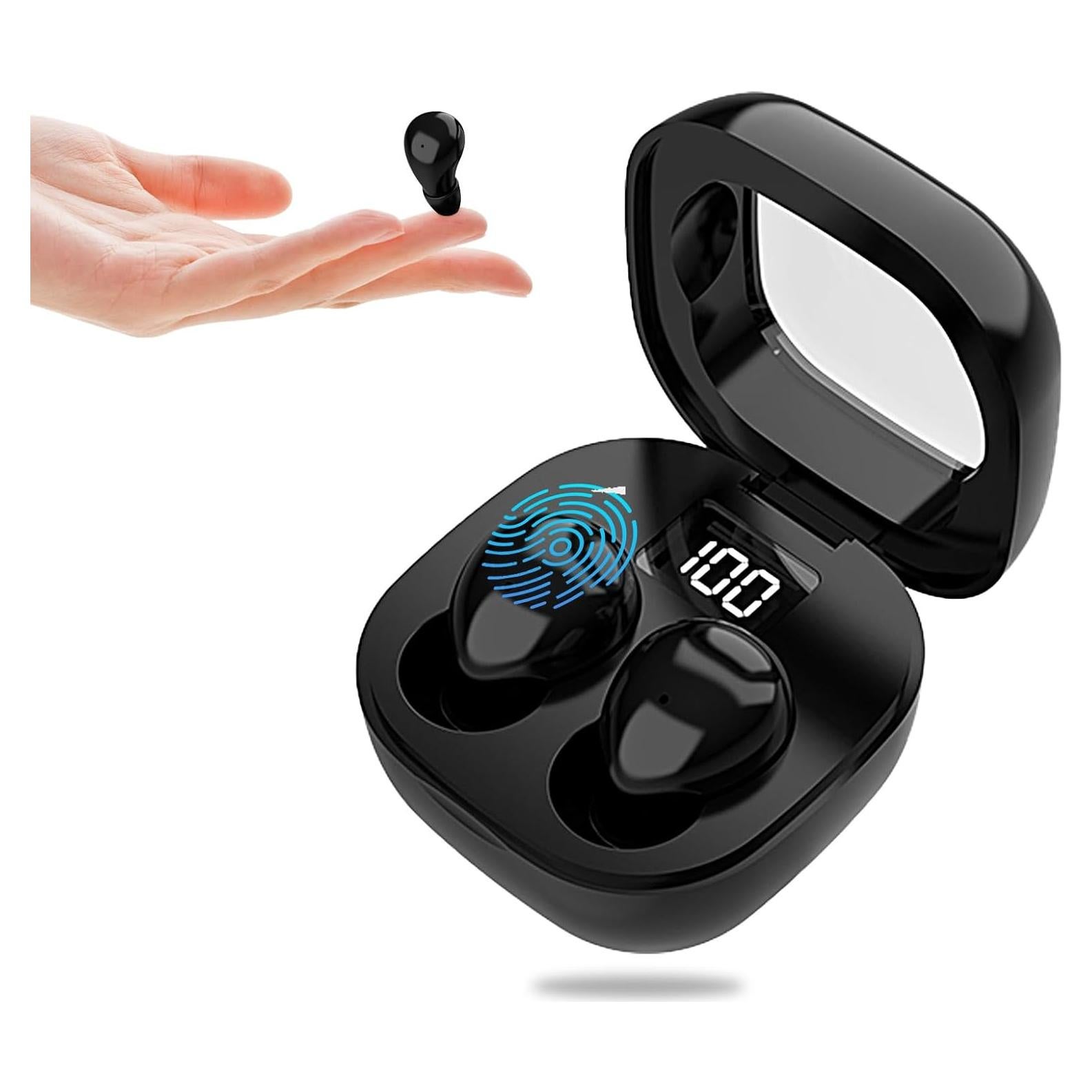 Invisible Sleep Earbuds, Smallest Sleep Headphones for Side Sleepers Low Profile Micro Tiny Discreet Hidden Earbuds for Work, Wireless Mini IPX5 Waterproof for Small Ear Canals, DeepBlack