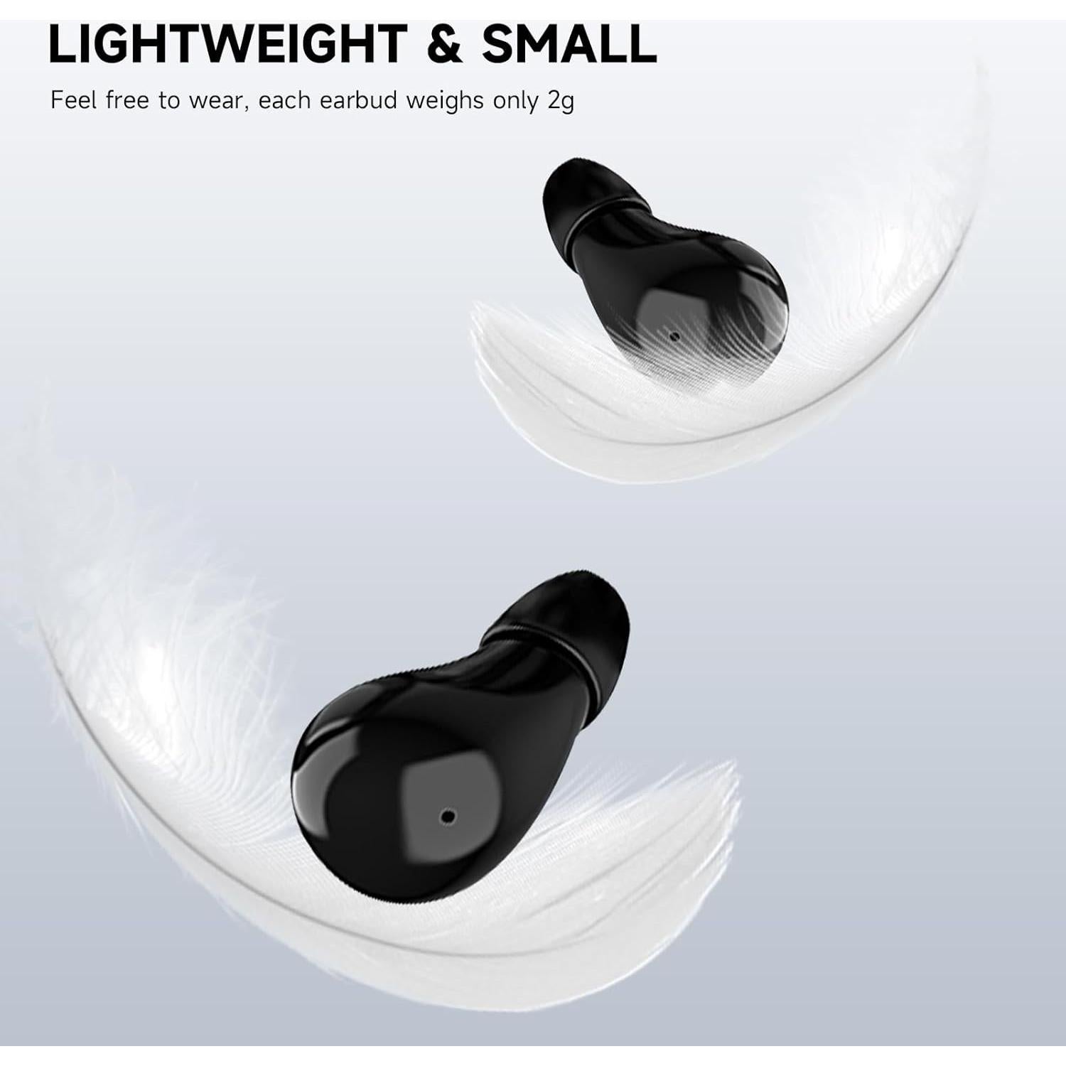 Invisible Sleep Earbuds, Smallest Sleep Headphones for Side Sleepers Low Profile Micro Tiny Discreet Hidden Earbuds for Work, Wireless Mini IPX5 Waterproof for Small Ear Canals, DeepBlack