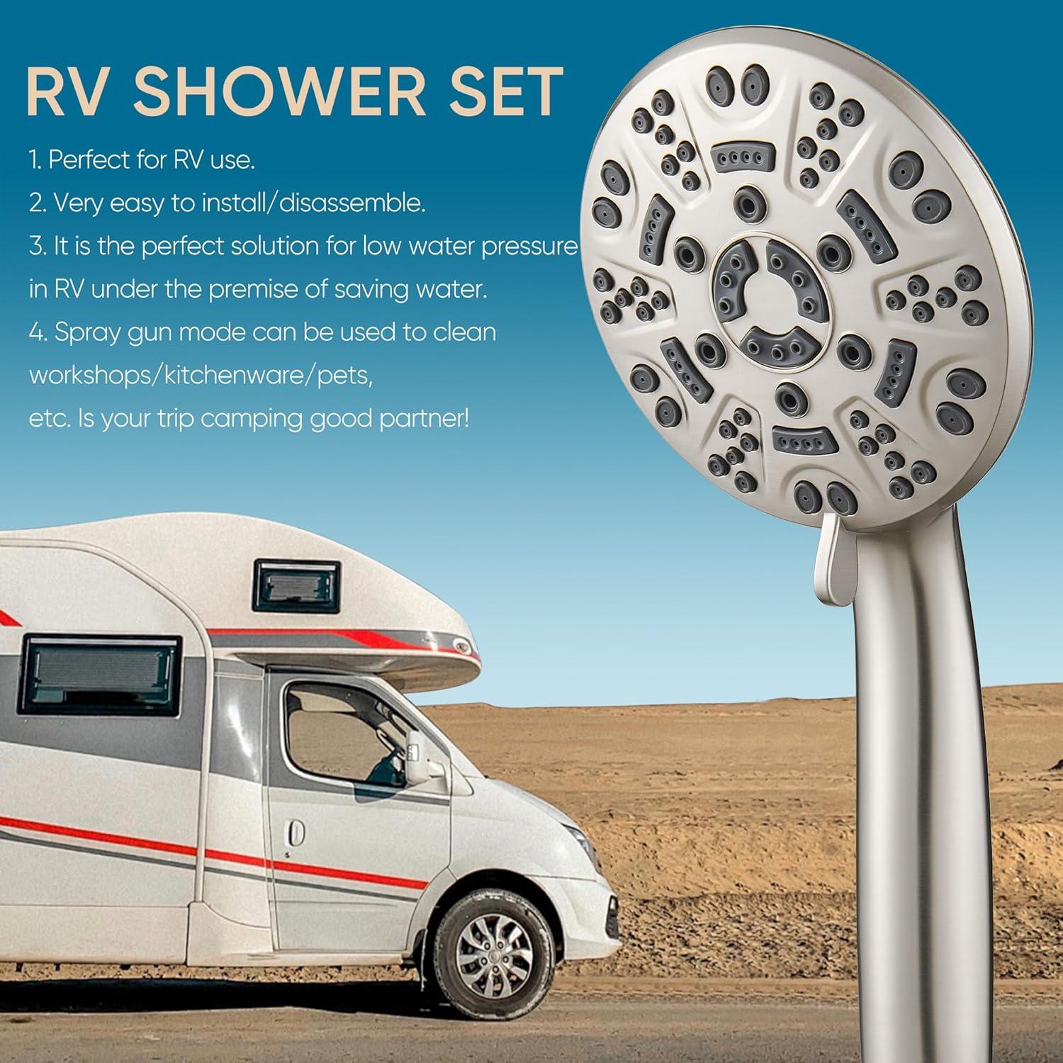 Cabezal de Ducha Cobbe 8 Modos Alta Presión Níquel Cepillado