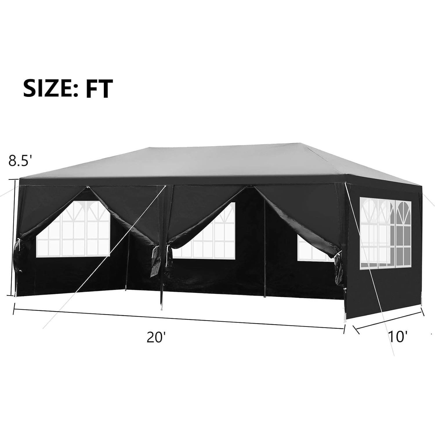 Carpa de Fiesta KEPOOMAN 3.05x6.1m Negra Resistente al Agua