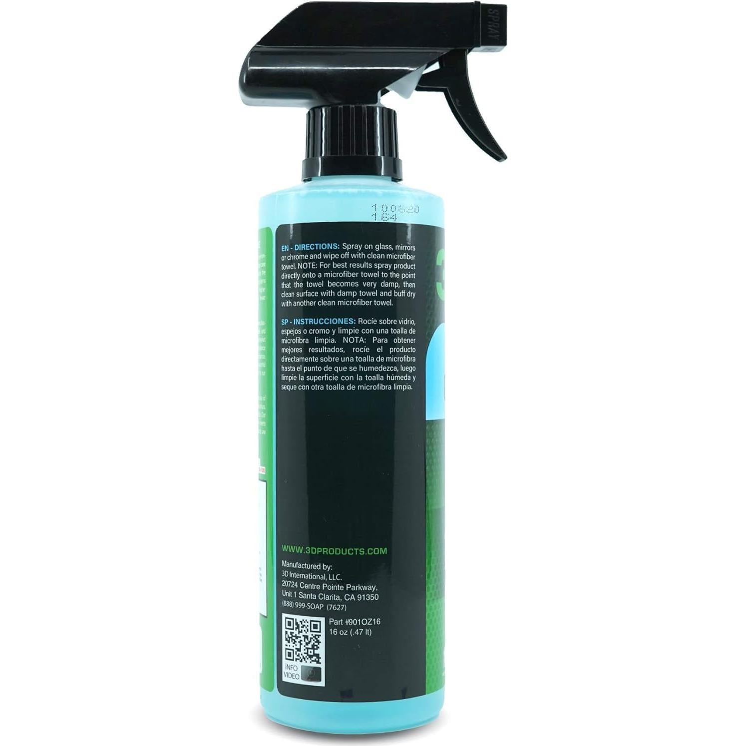 Limpiador de Vidrios 3D - 473ml, Sin Rayas, Seguro para Tinte