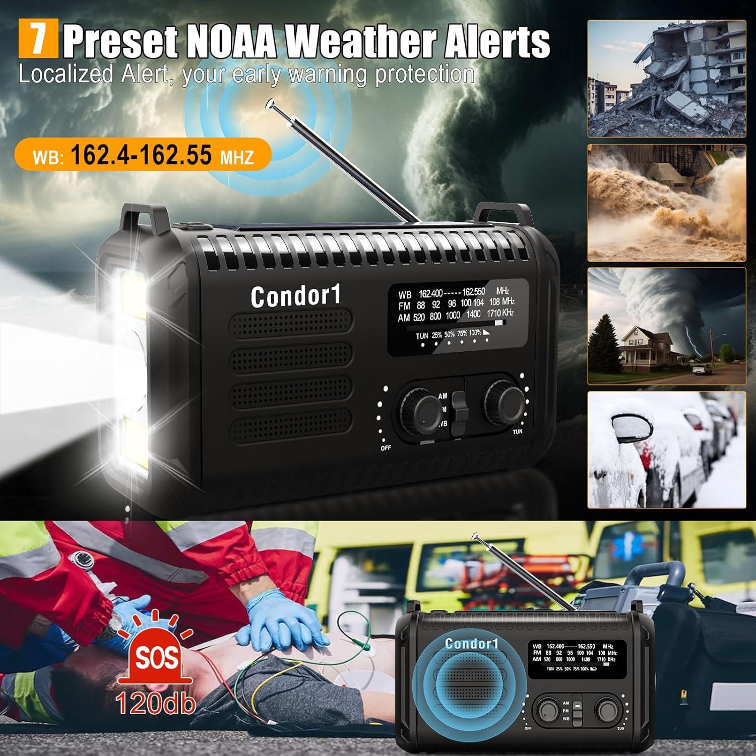 Radio de Emergencia Geartist Condor 1 20000mAh Solar y Manivela