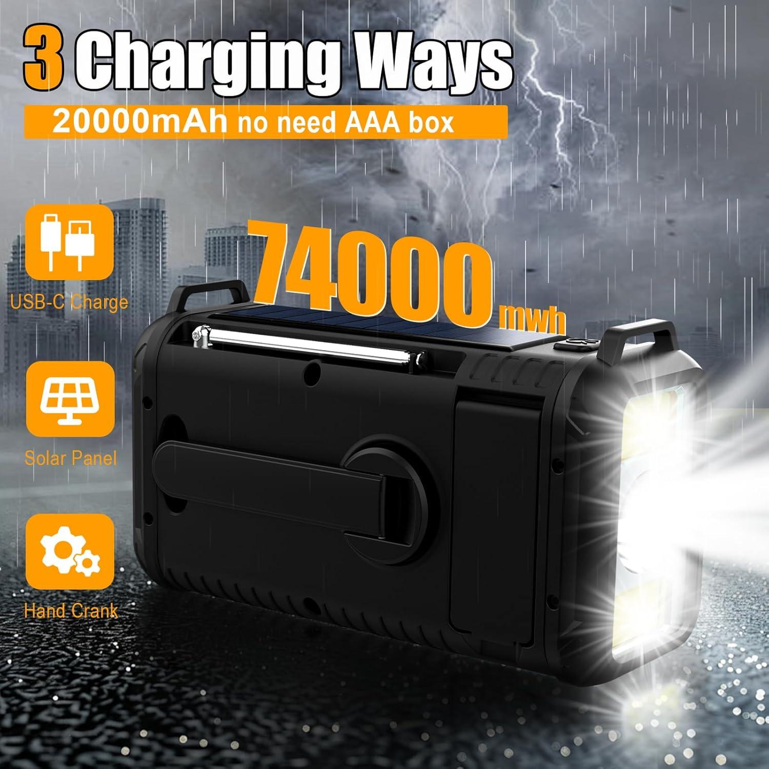 Radio de Emergencia Geartist Condor 1 20000mAh Solar y Manivela