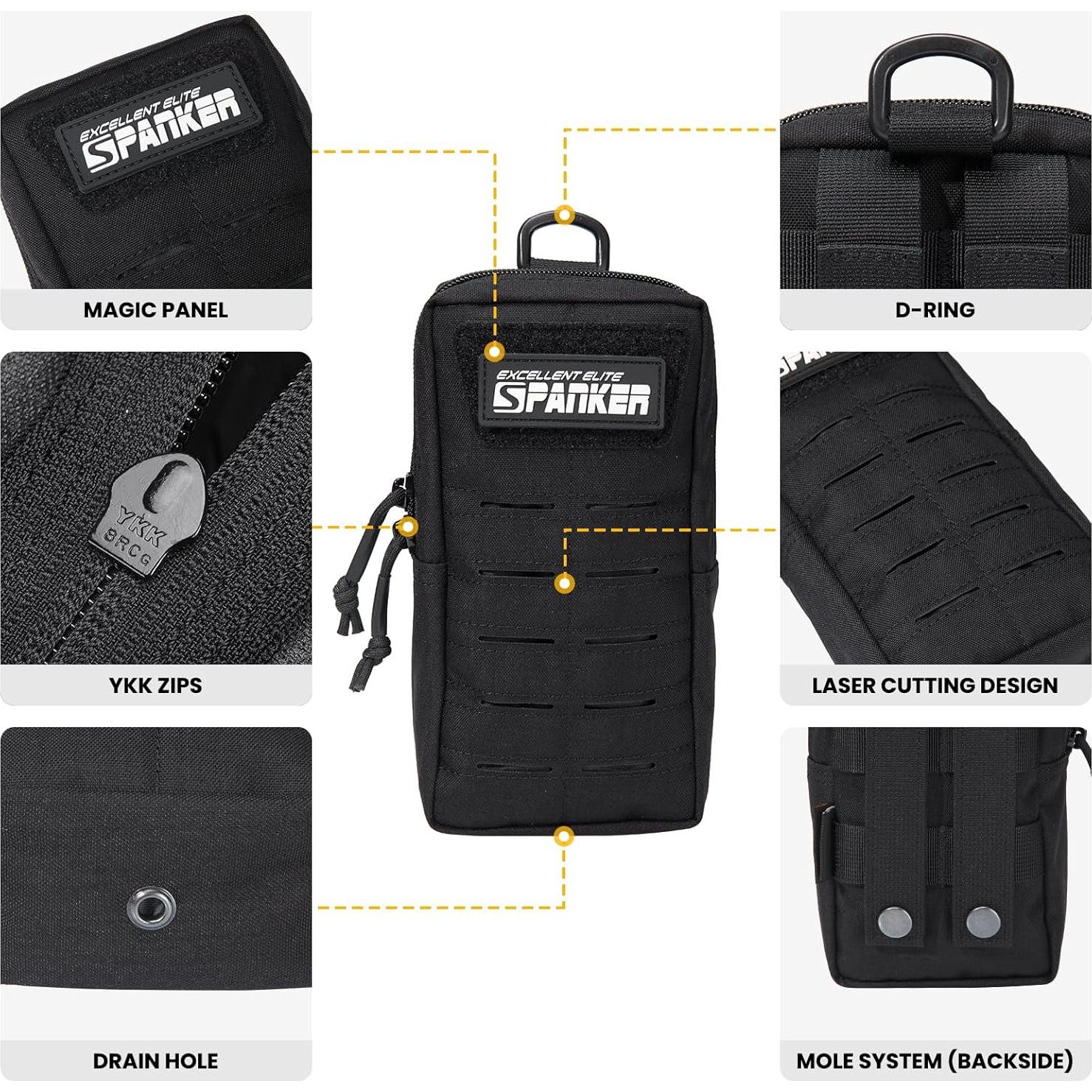 Bolsa Táctica MOLLE EDC EXCELENTE ELITE SPANKER Negra 12.7x20.3cm