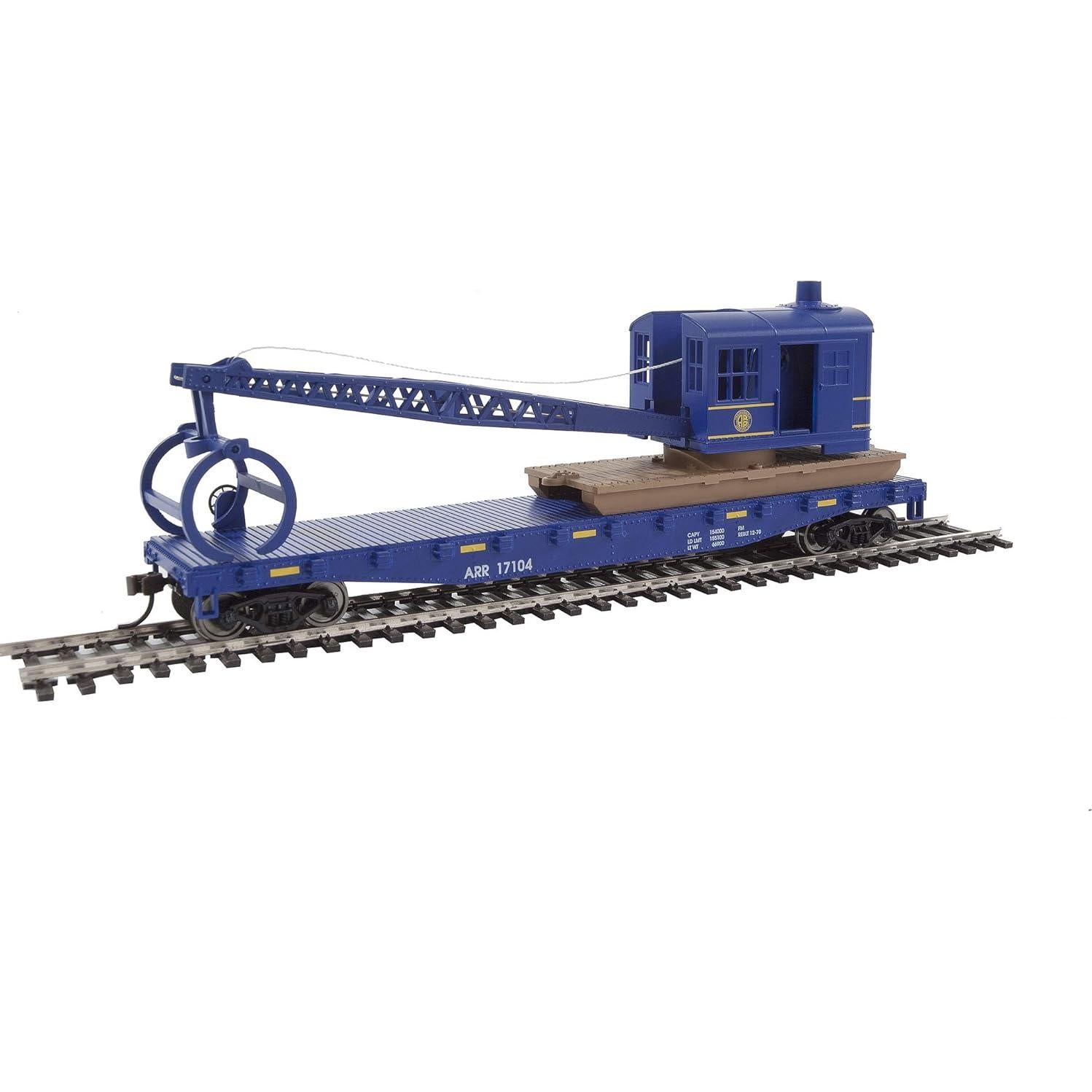 Carro Plano Walthers Trainline HO con Grúa de Madera - Alaska