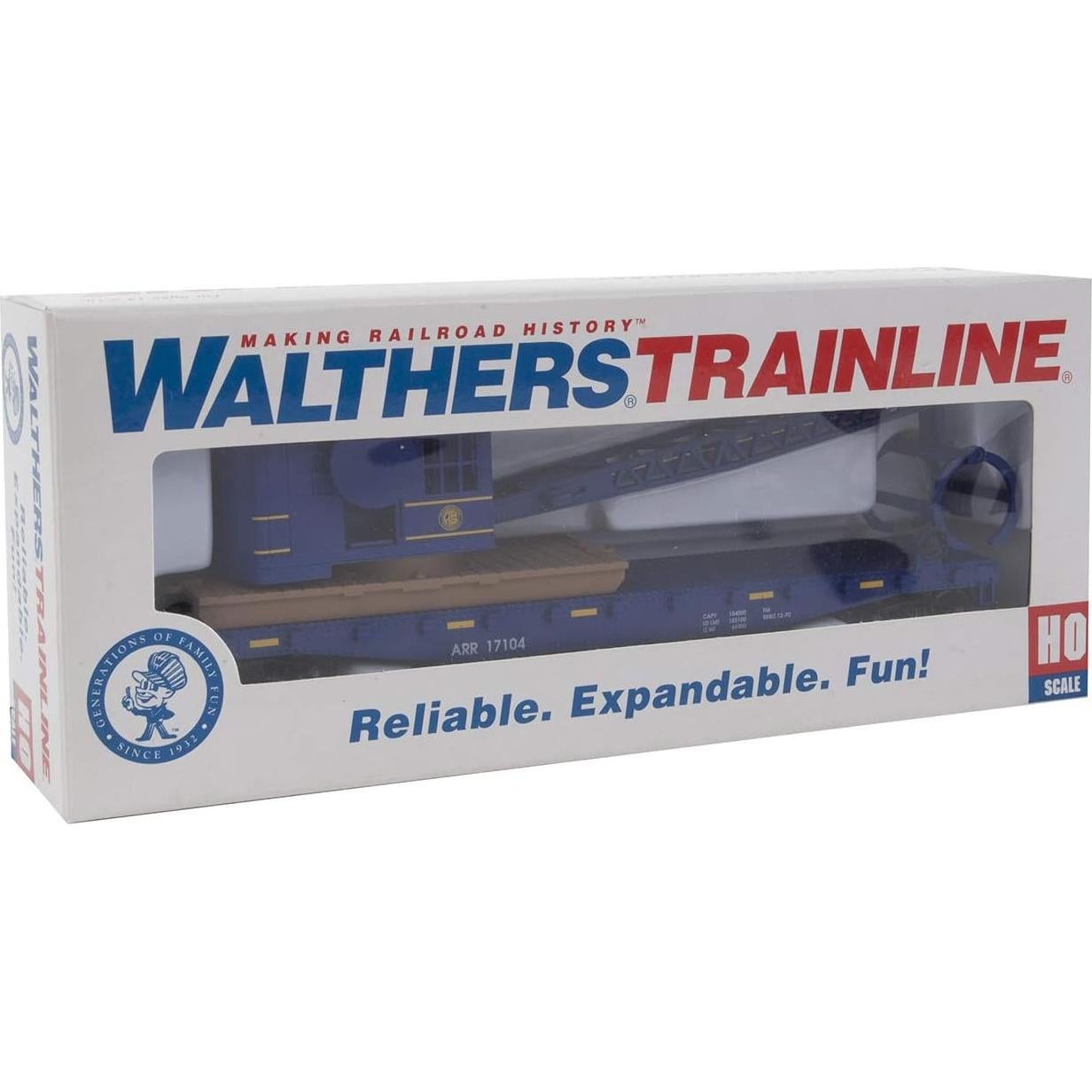 Carro Plano Walthers Trainline HO con Grúa de Madera - Alaska