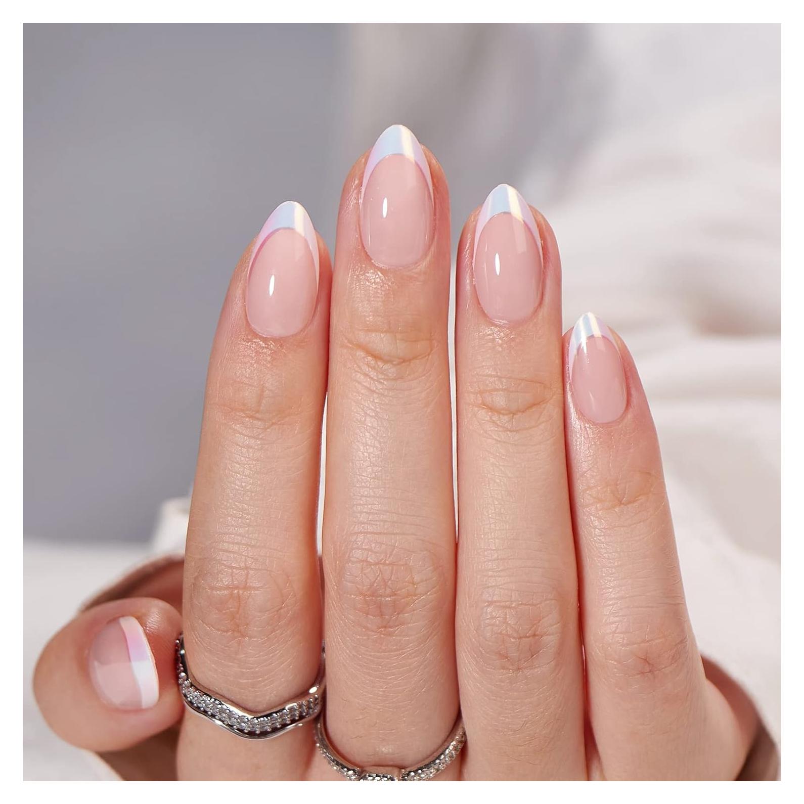 Uñas Postizas French Tip BTArtbox - Almendras Reutilizables 16 Tamaños